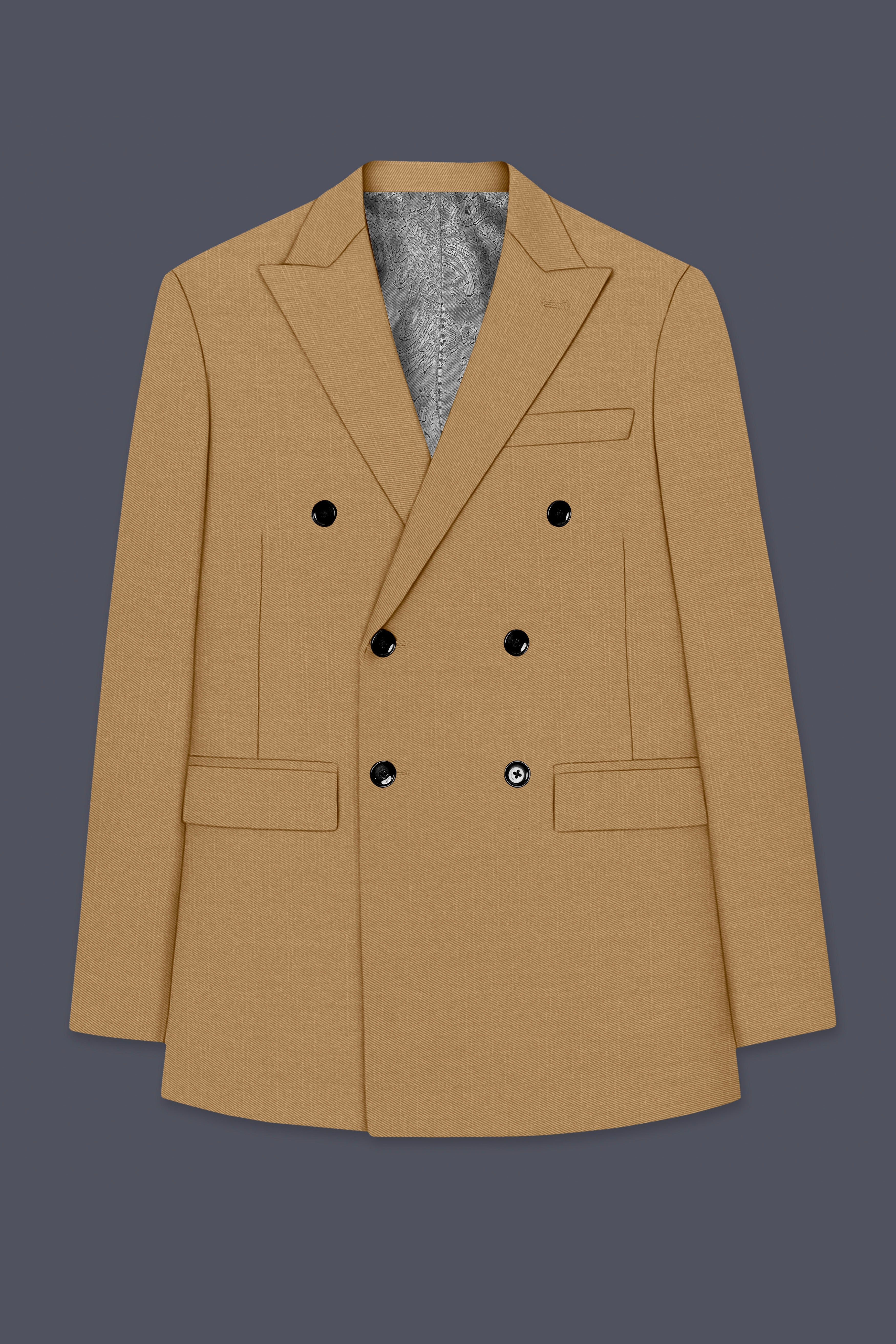 Twine Beige Wool Rich Double Breasted Suit