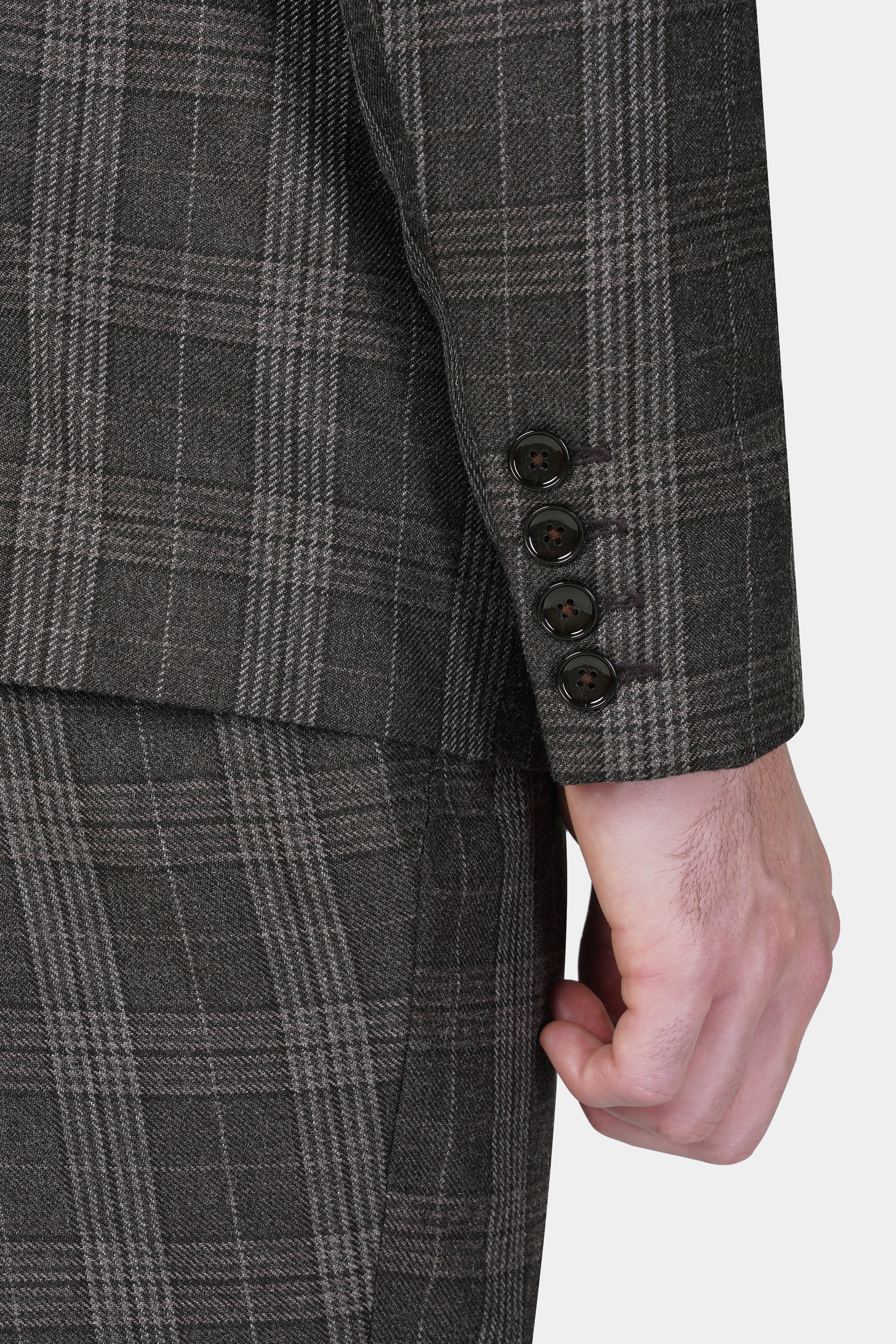 Iridium Gray Plaid Tweed Double Breasted Sports Suit