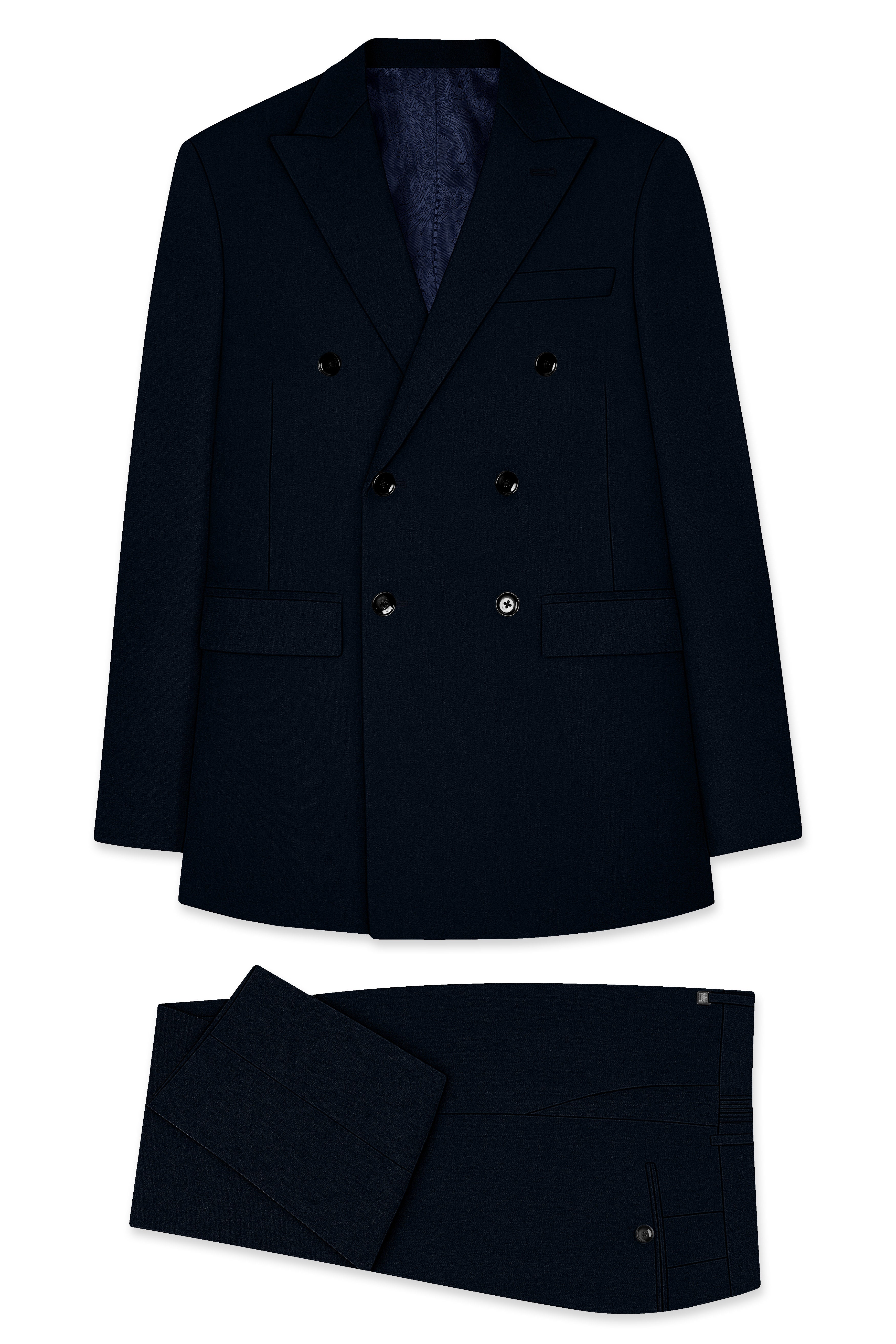 Bunker Blue Premium Cotton Double Breasted Suit