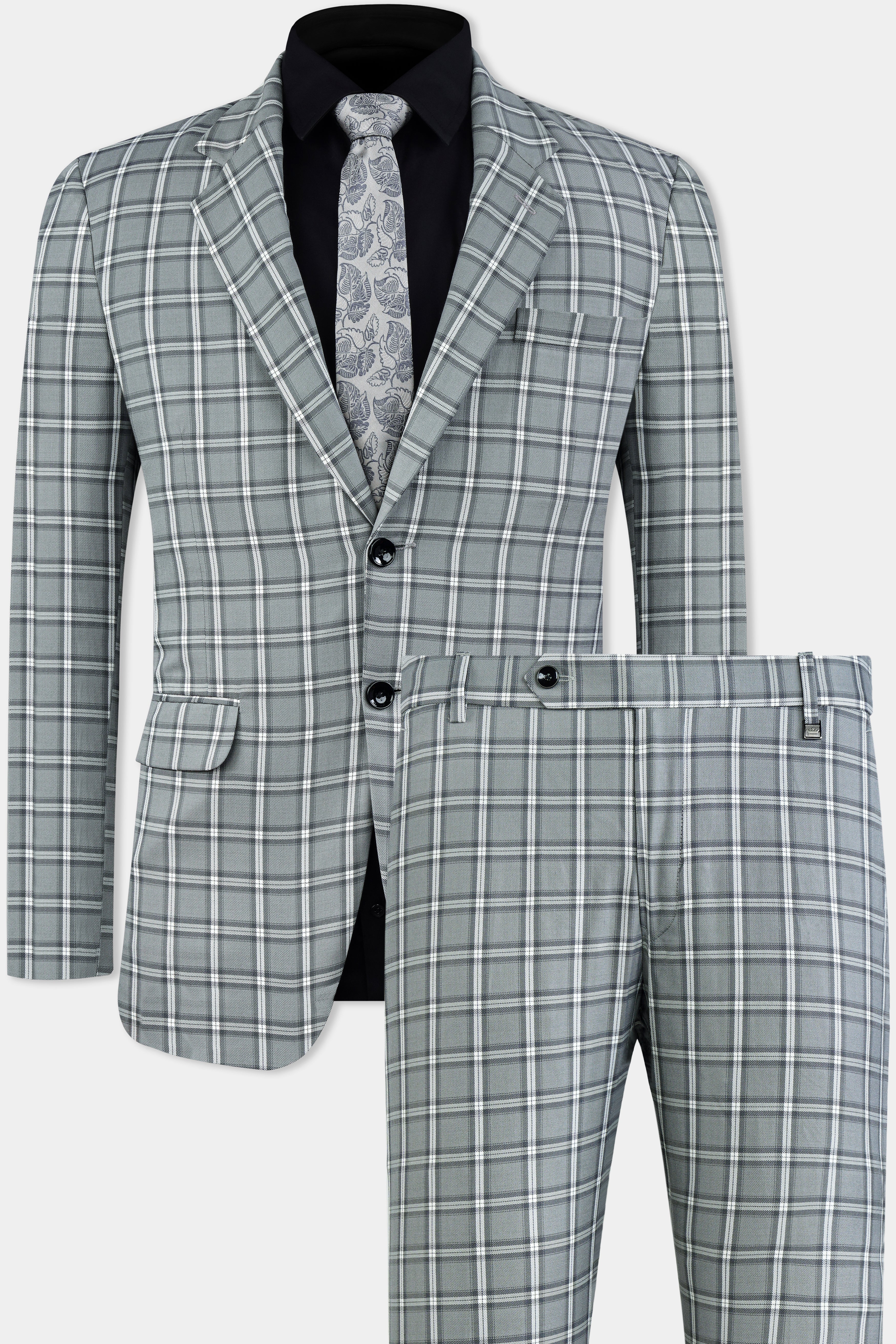 Pewter Gray and White Windowpane Wool Rich Suit ST3134-SB-36, ST3134-SB-38, ST3134-SB-40, ST3134-SB-42, ST3134-SB-44, ST3134-SB-46, ST3134-SB-48, ST3134-SB-50, ST3134-SB-52, ST3134-SB-54, ST3134-SB-56, ST3134-SB-58, ST3134-SB-60