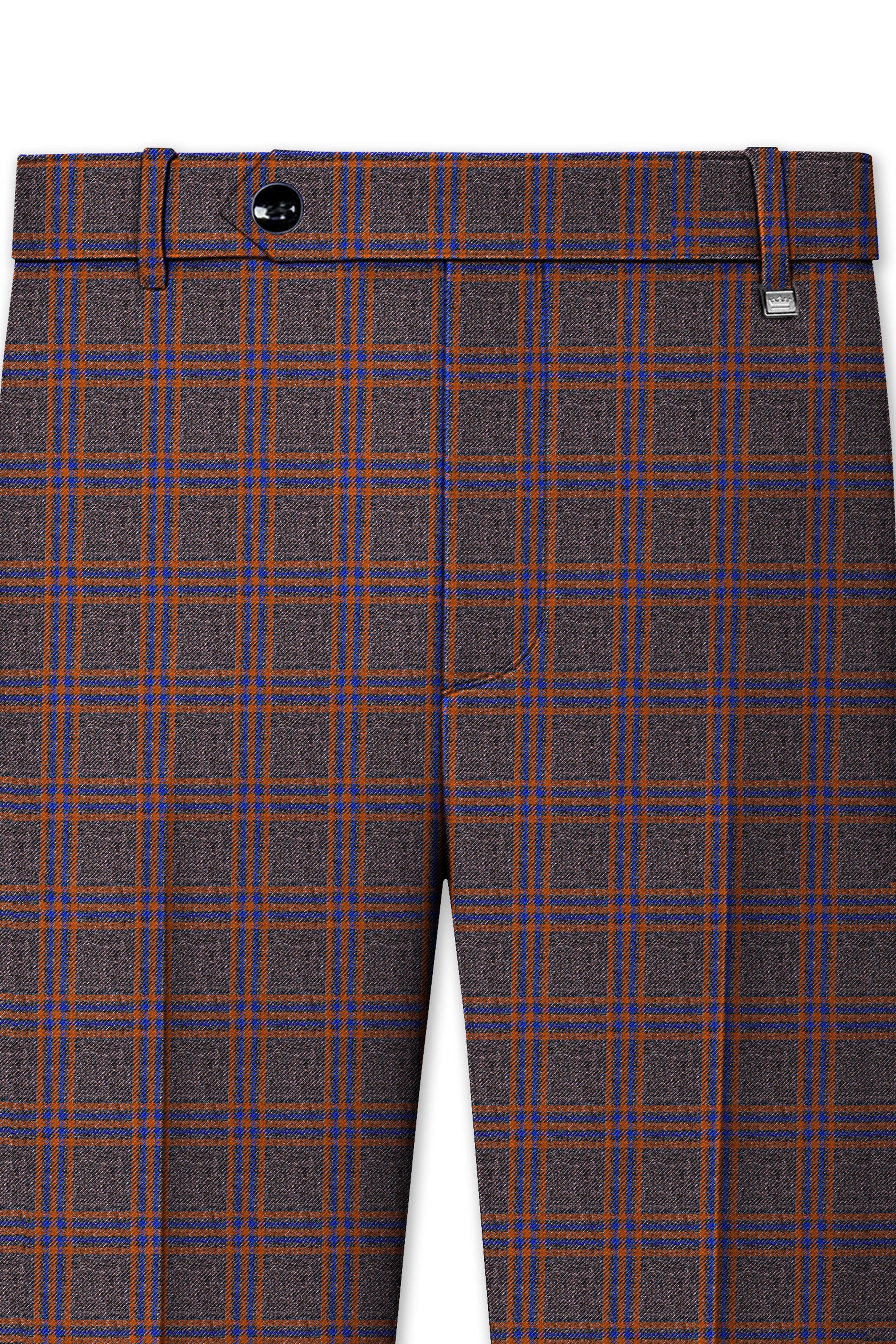 Emperor Gray and Russet Brown Plaid Tweed Double Breasted Suit