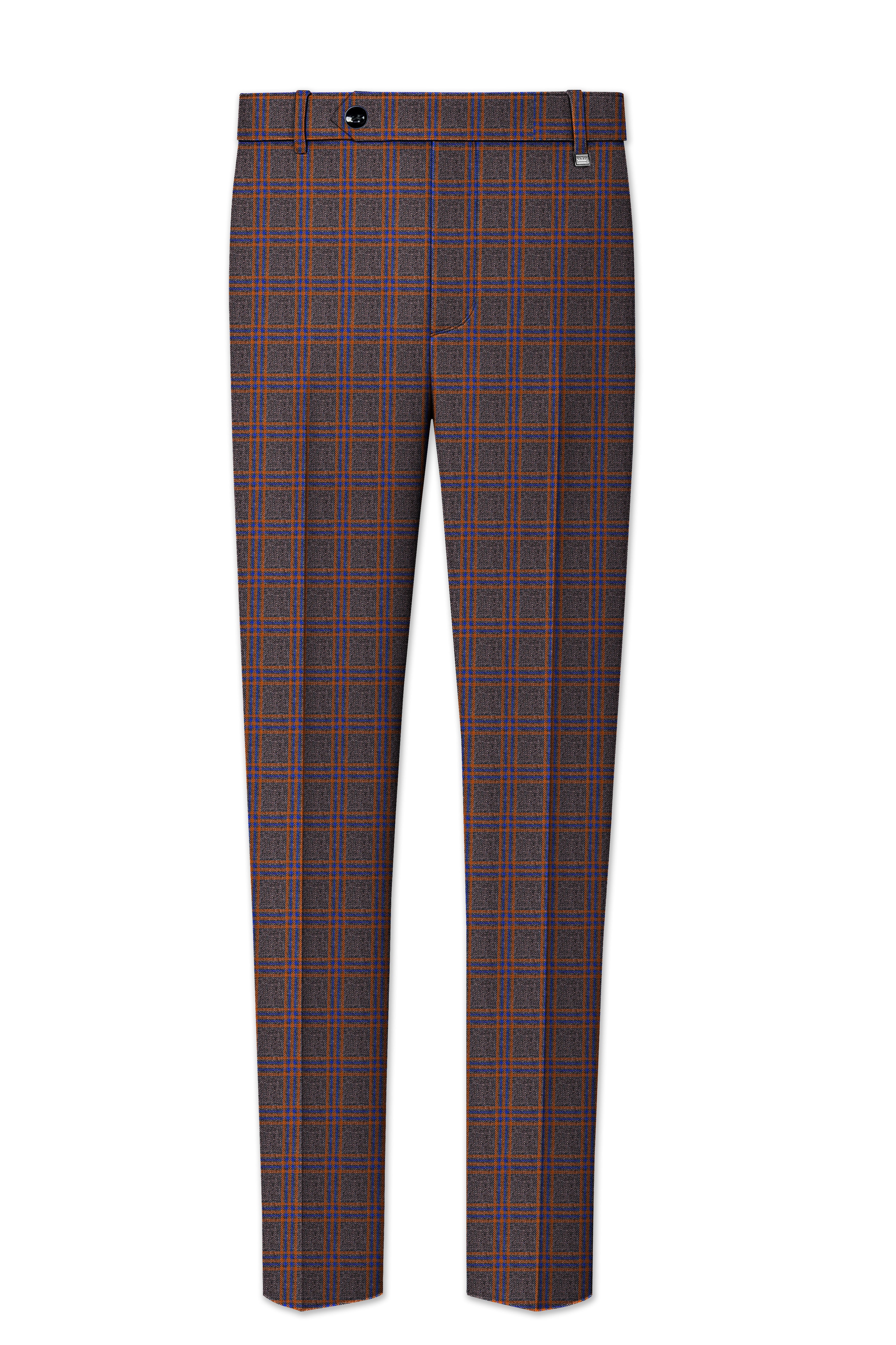 Emperor Gray and Russet Brown Plaid Tweed Double Breasted Suit