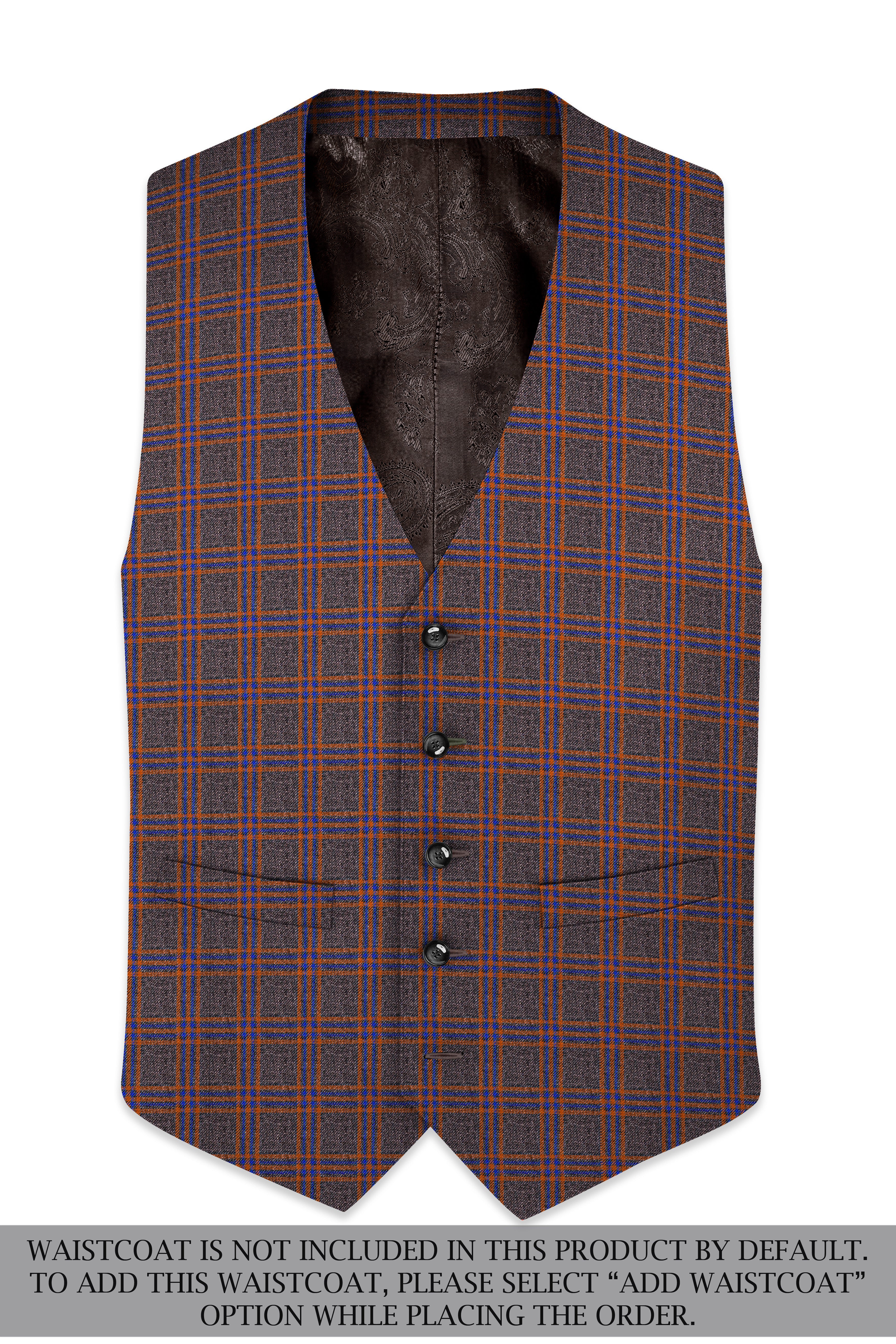 Emperor Gray and Russet Brown Plaid Tweed Double Breasted Suit