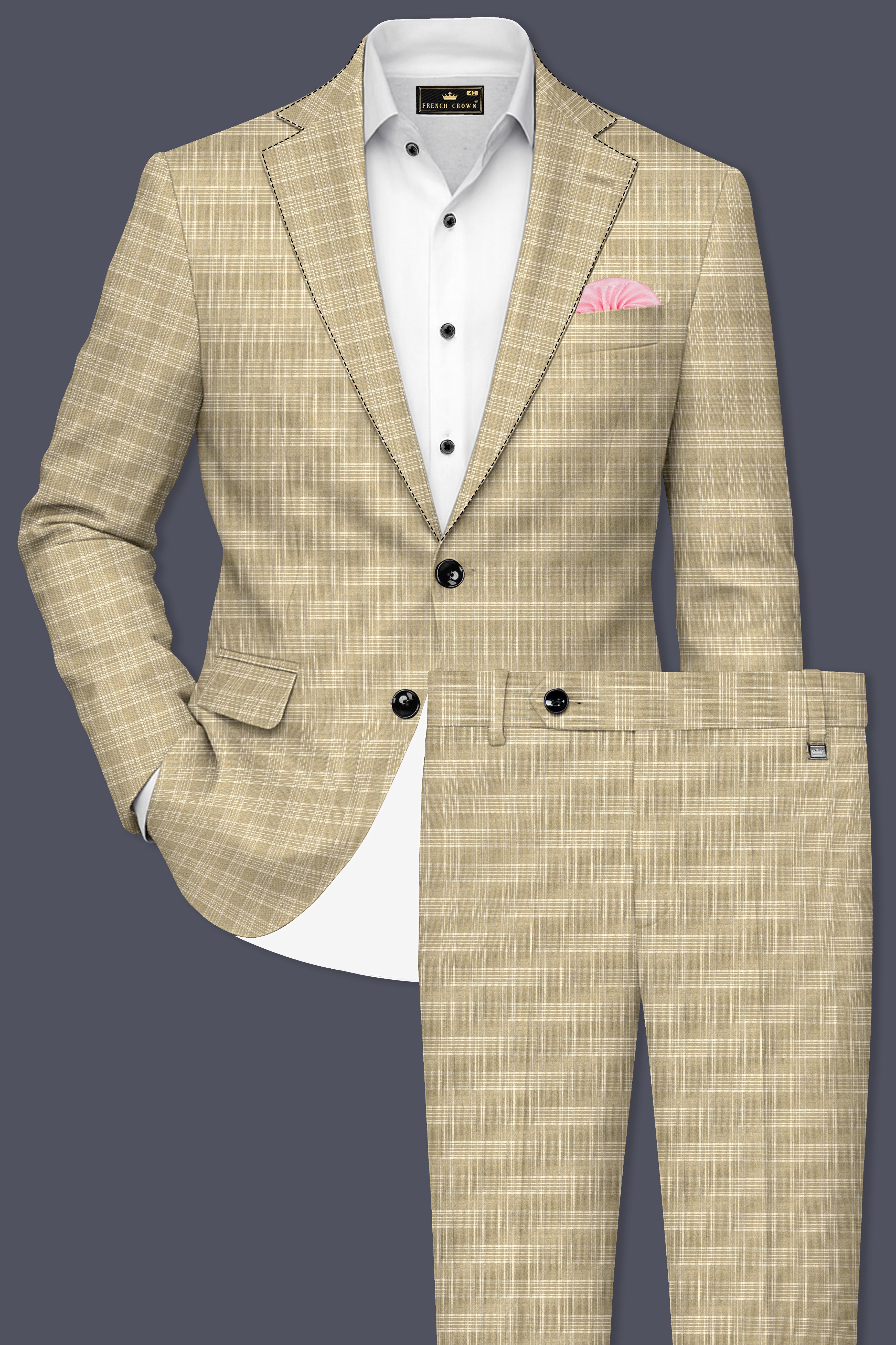 Oyster Brown Plaid Wool Rich Suit