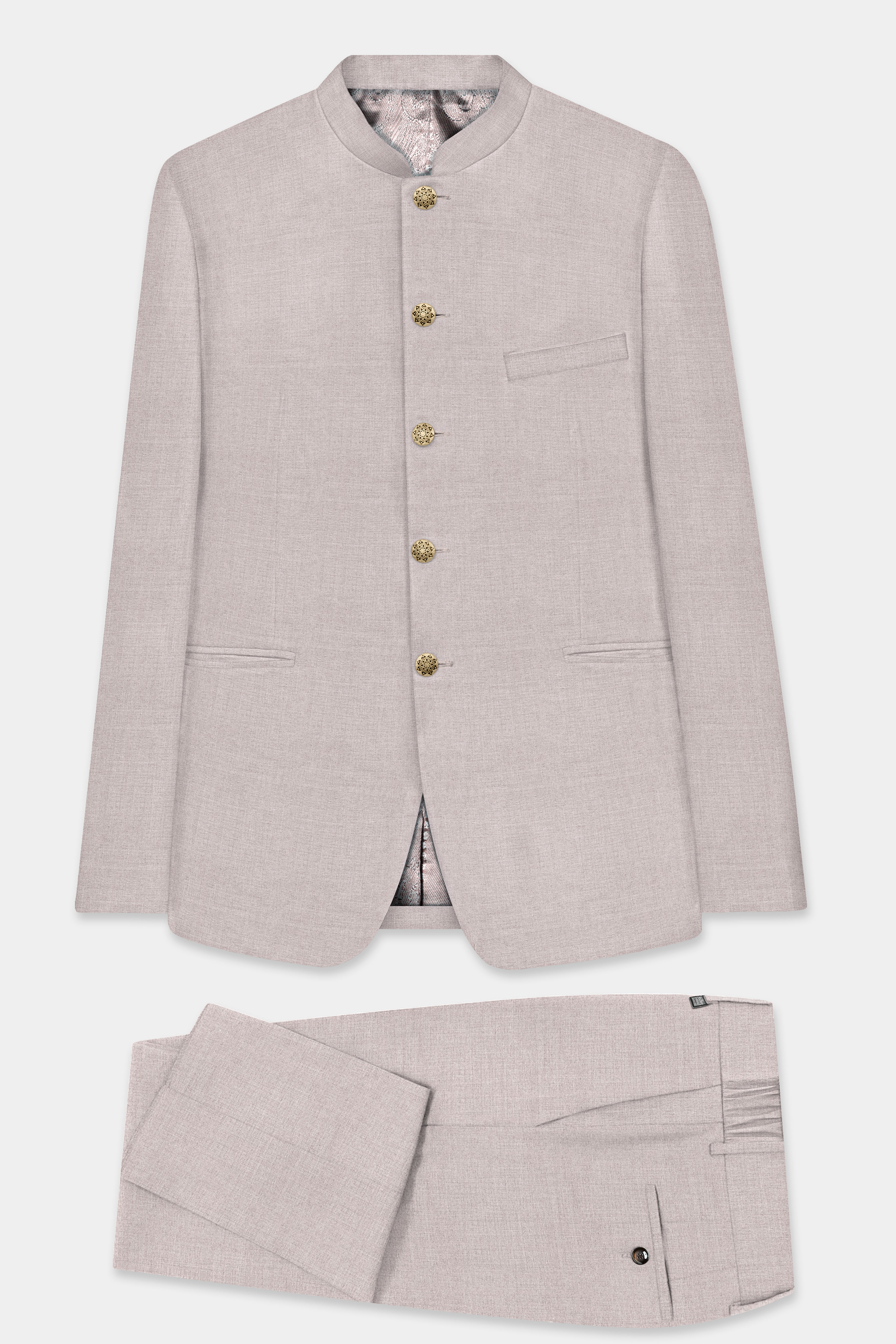 Clamshell Cream Wool Rich Bandhgala Suit