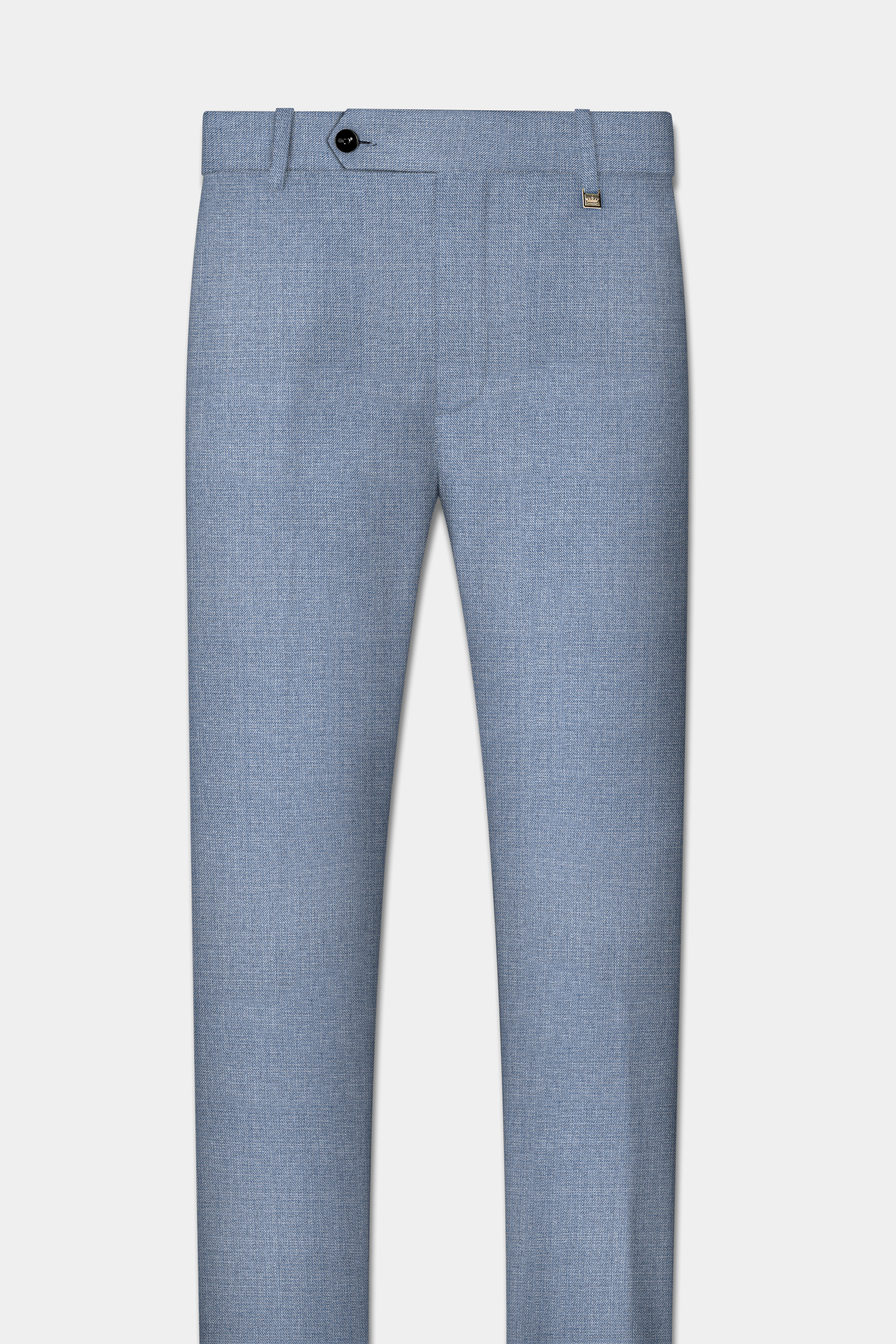 Bluish Windowpane Wool Rich Cross Placket Bandhgala Suit