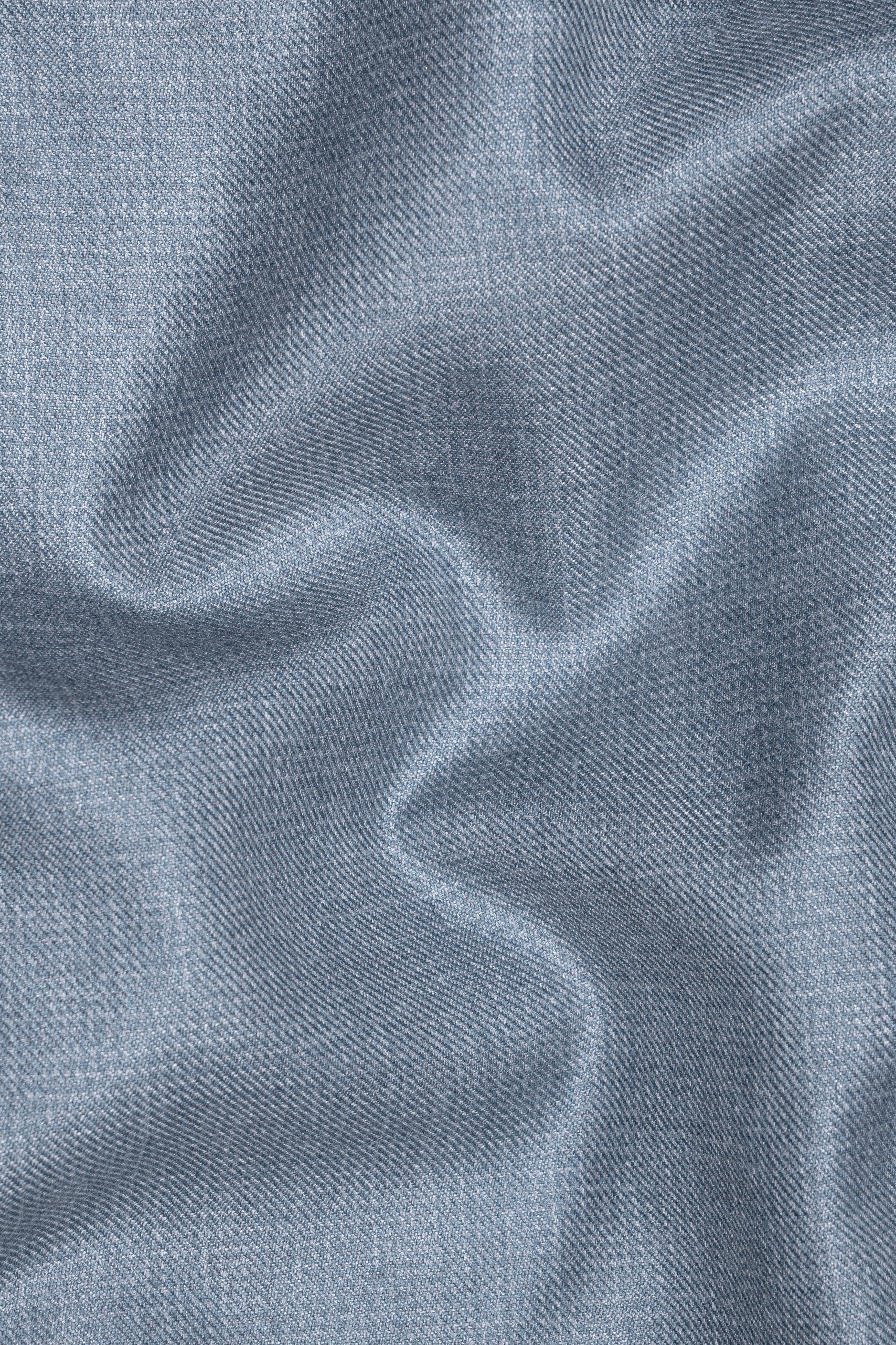 Bluish Windowpane Wool Rich Cross Placket Bandhgala Suit