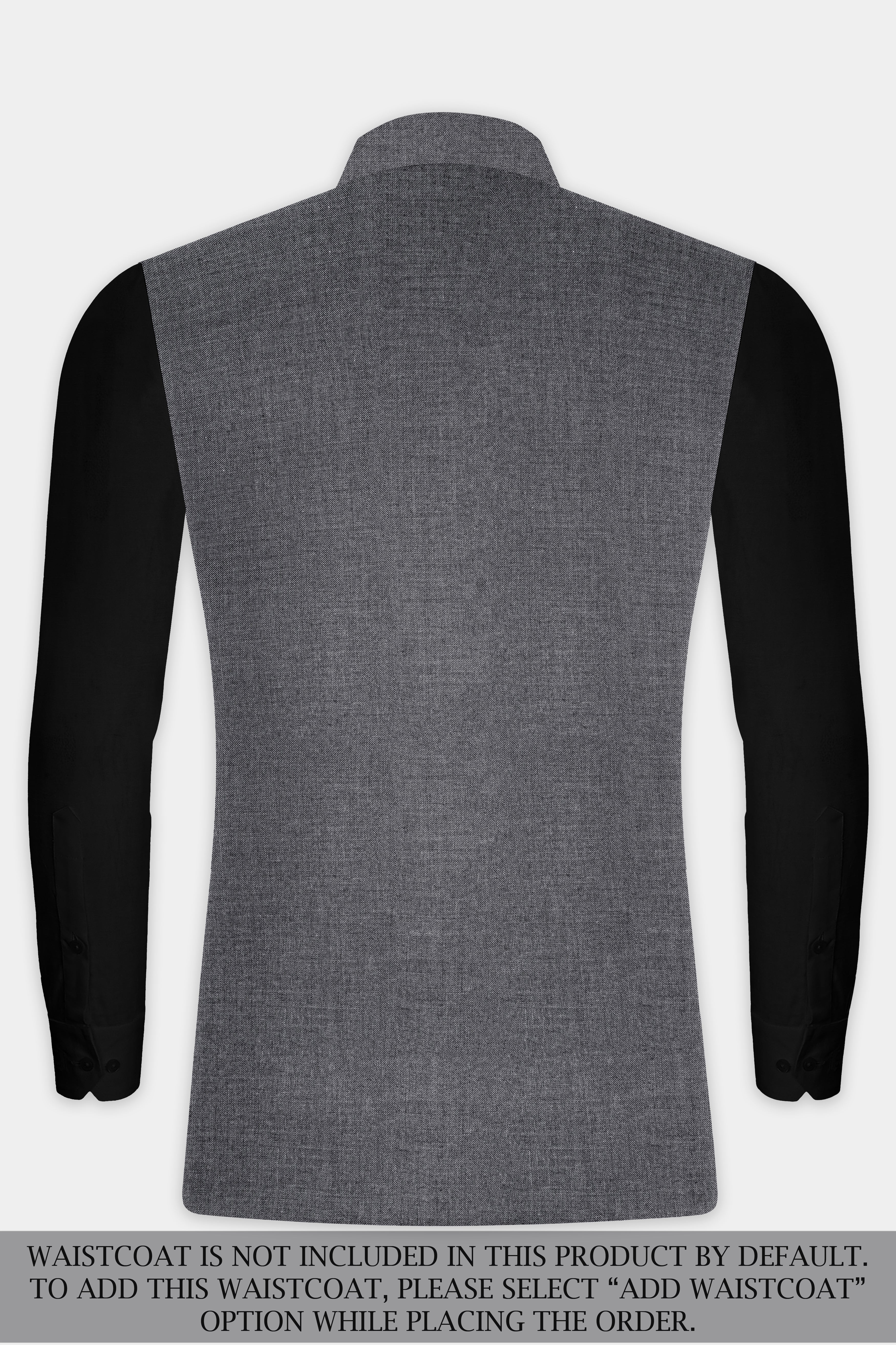 Vampire Gray Textured Wool Rich Bandhgala Suit