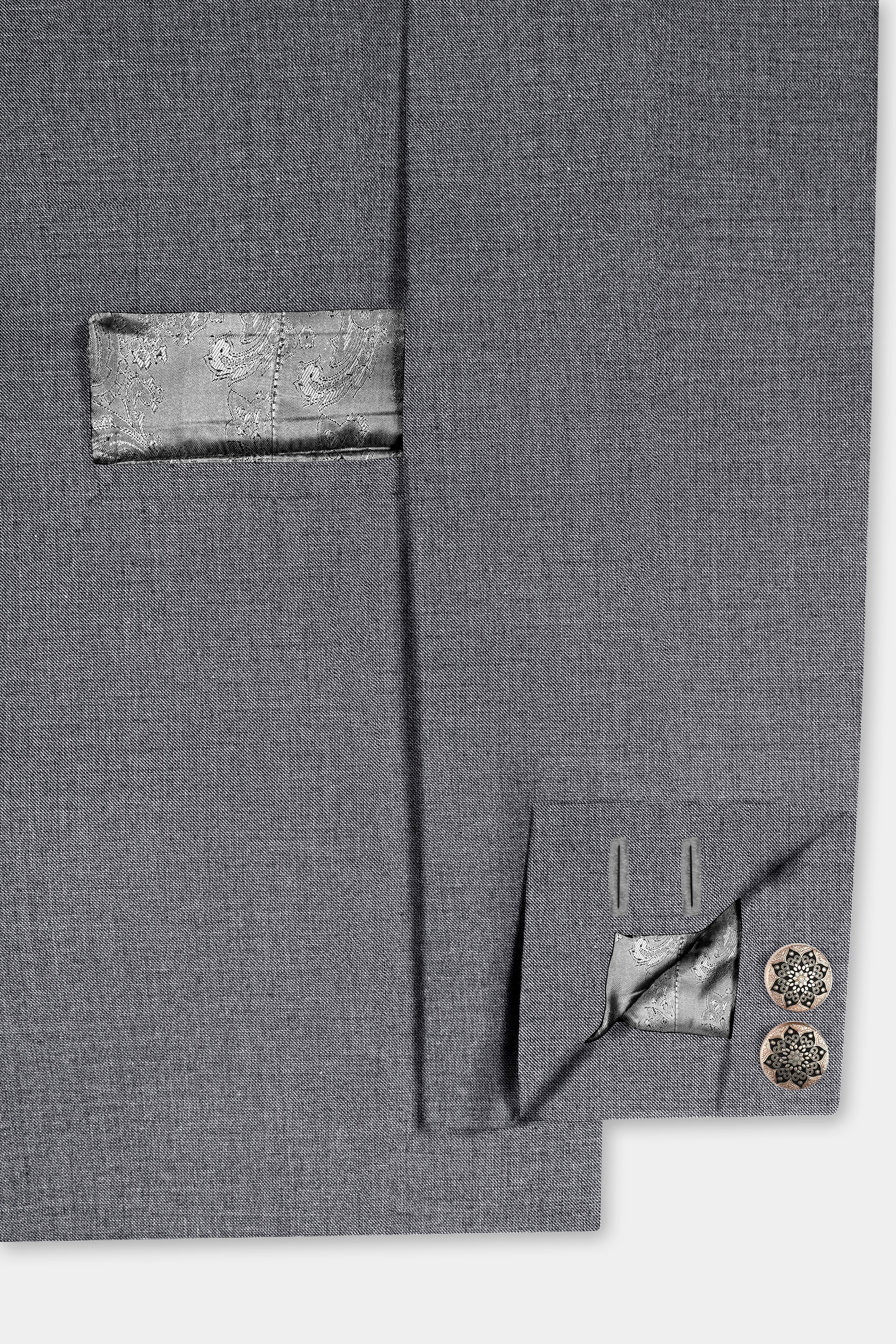 Vampire Gray Textured Wool Rich Bandhgala Suit
