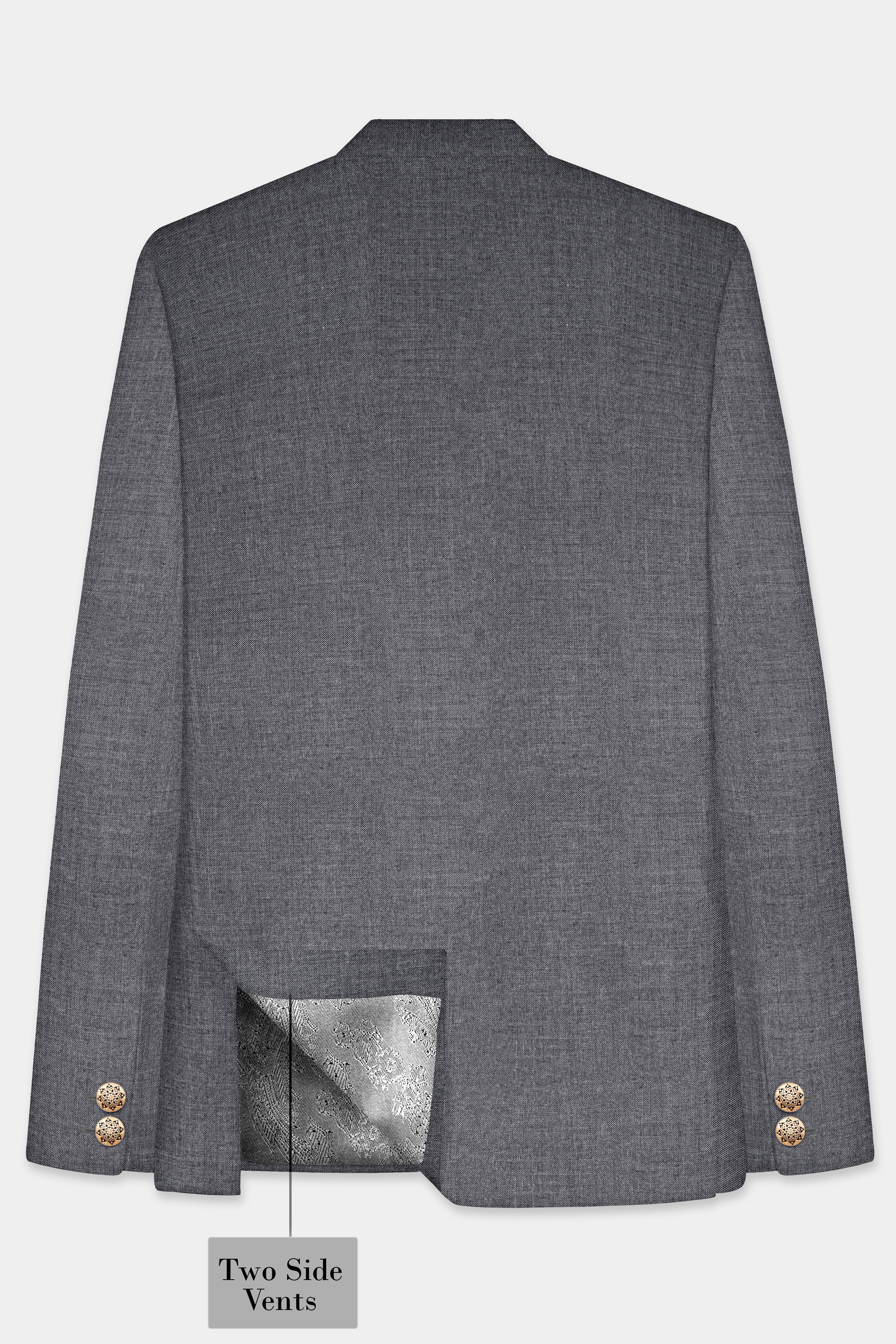 Vampire Gray Textured Wool Rich Bandhgala Suit