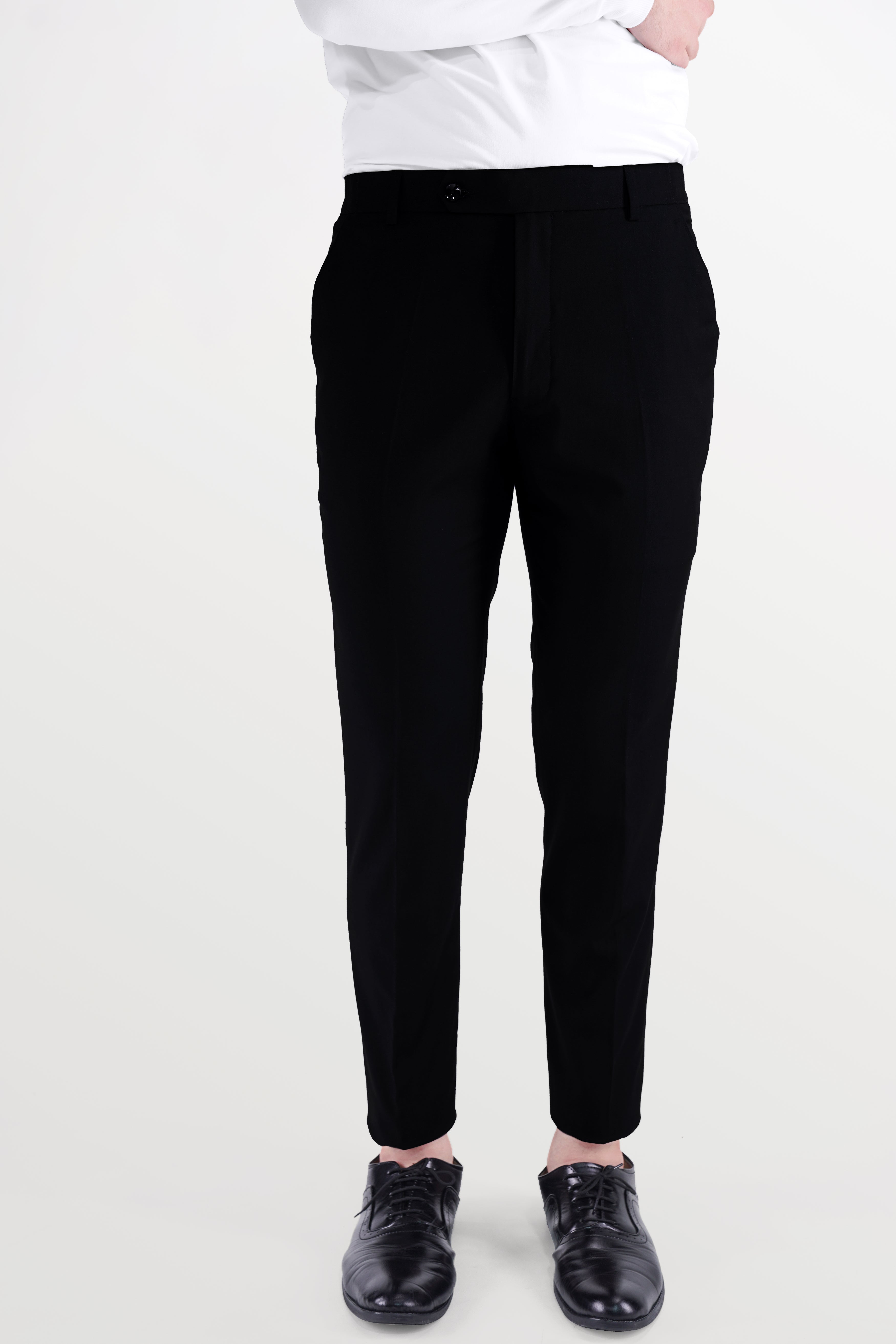 Jade Black Stretchable Subtle Sheen Patch Pockets Sport Suit