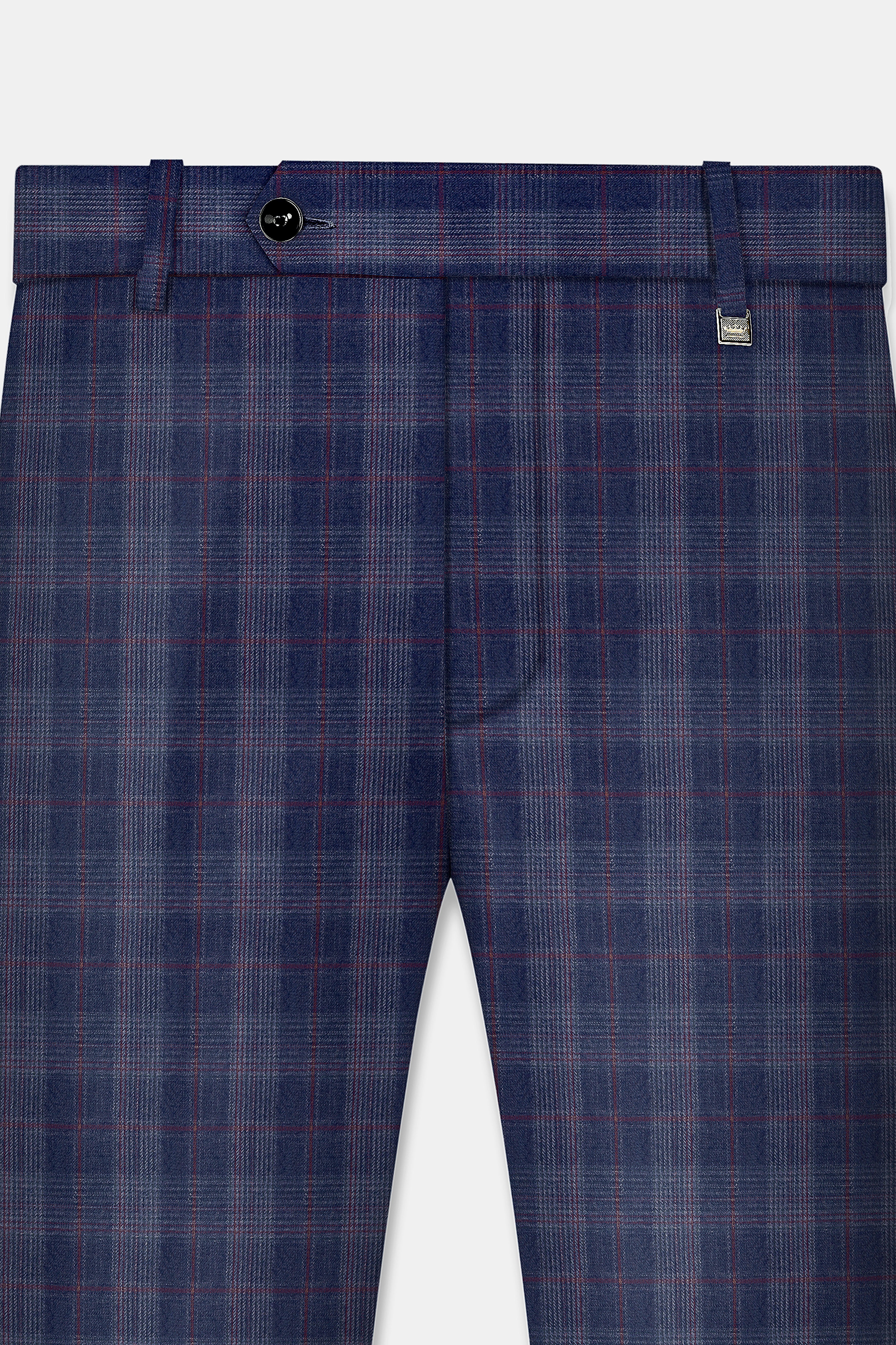 Tuna Blue Checkered Wool Blend Double Breasted Suit