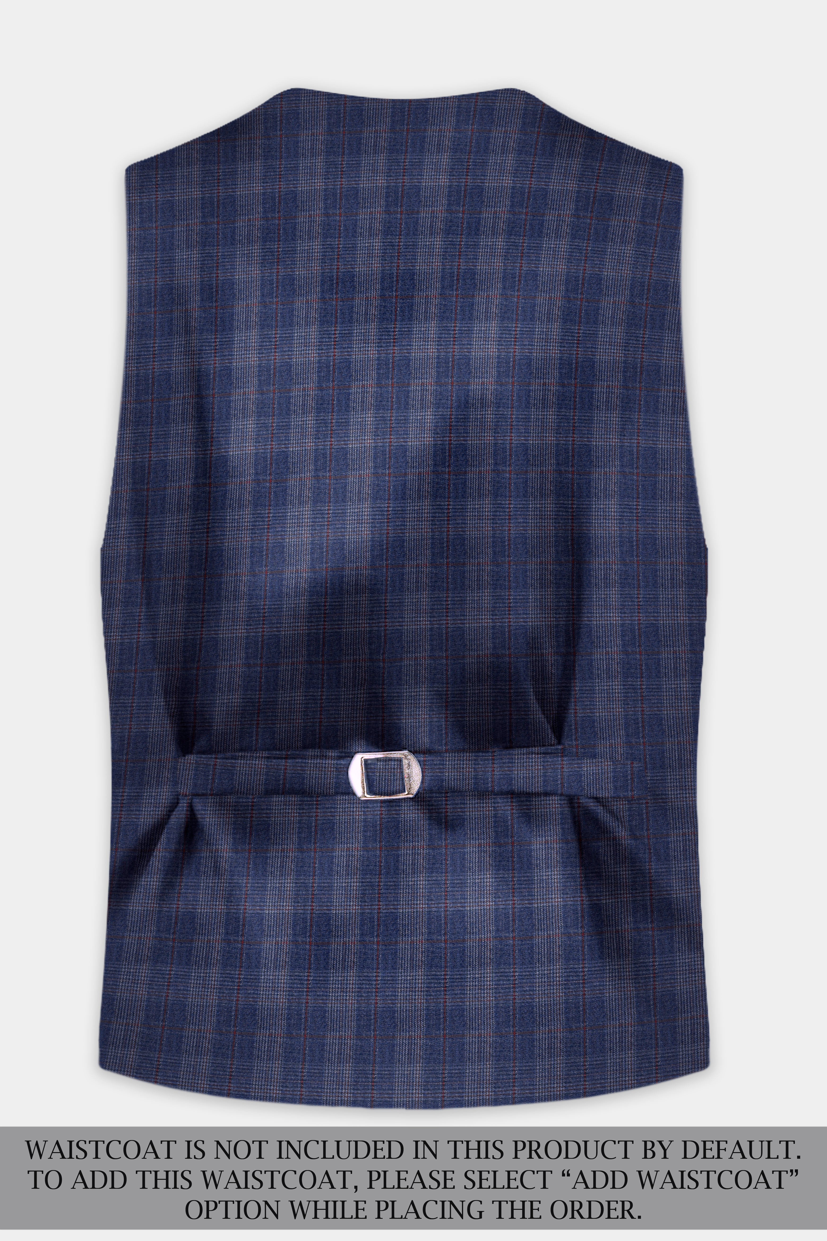 Tuna Blue Checkered Wool Blend Double Breasted Suit