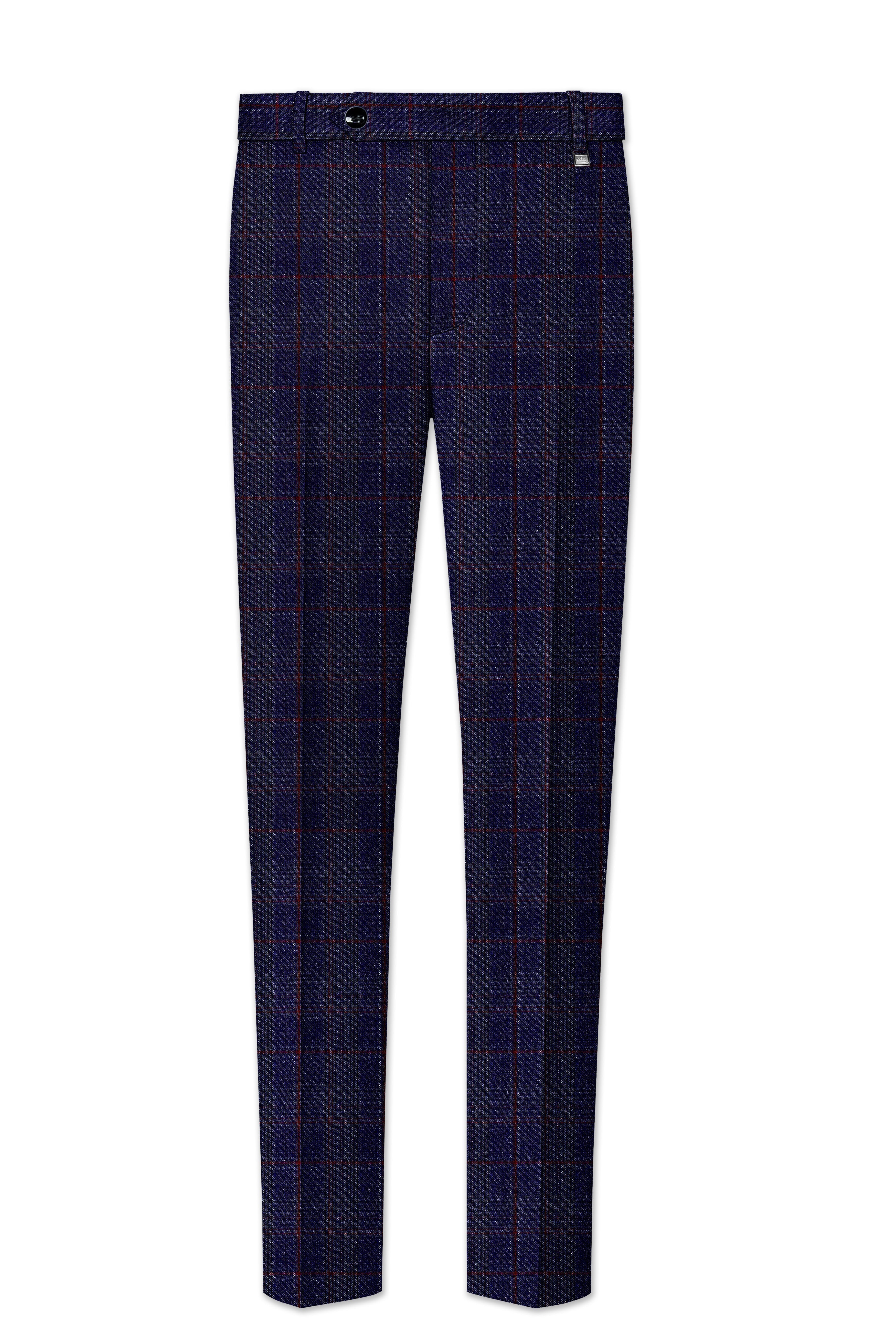 Tuna Blue Checkered Wool Blend Double Breasted Suit