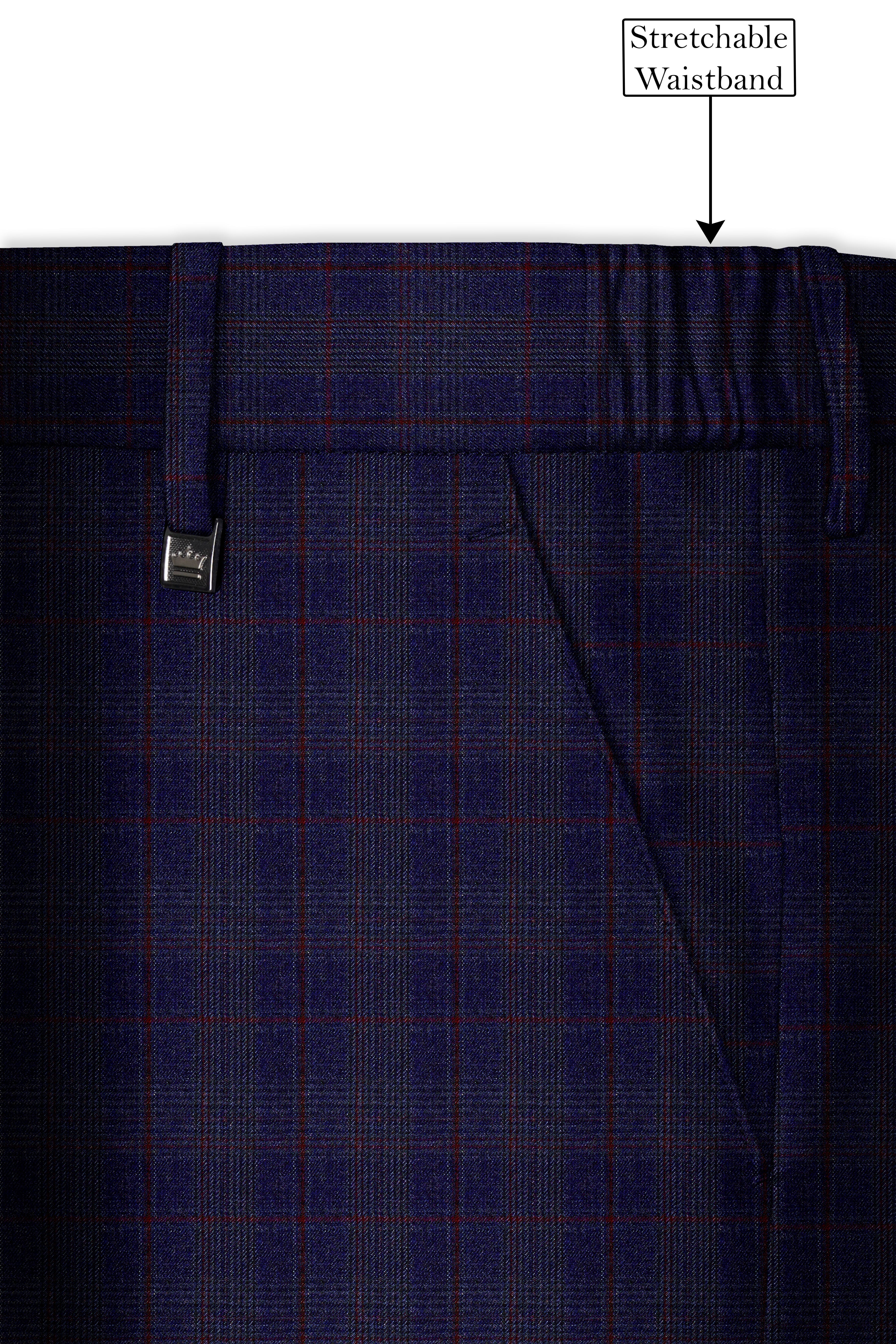 Tuna Blue Checkered Wool Blend Double Breasted Suit