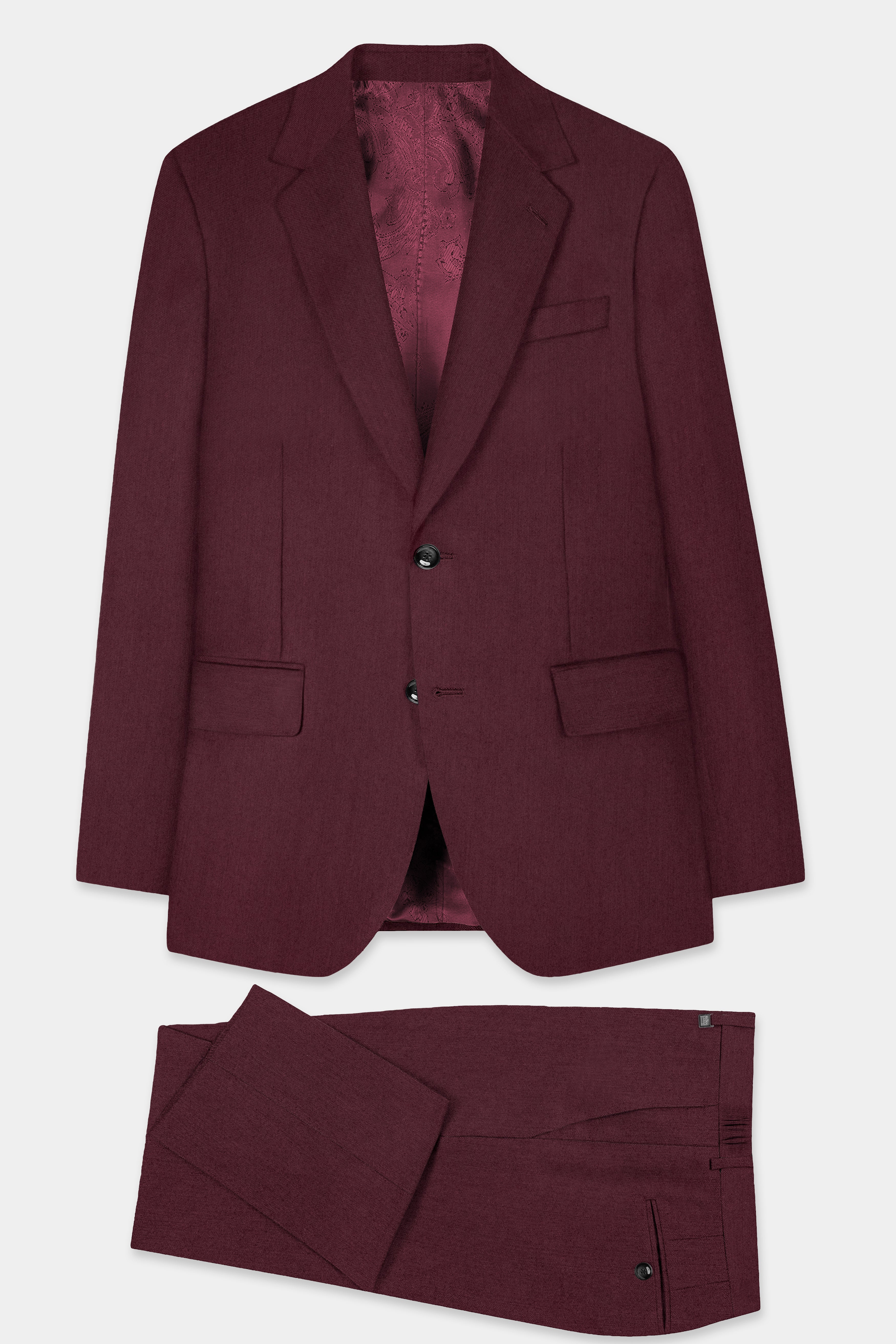 Tamarind Maroon Wool Blend Single Breasted Suit