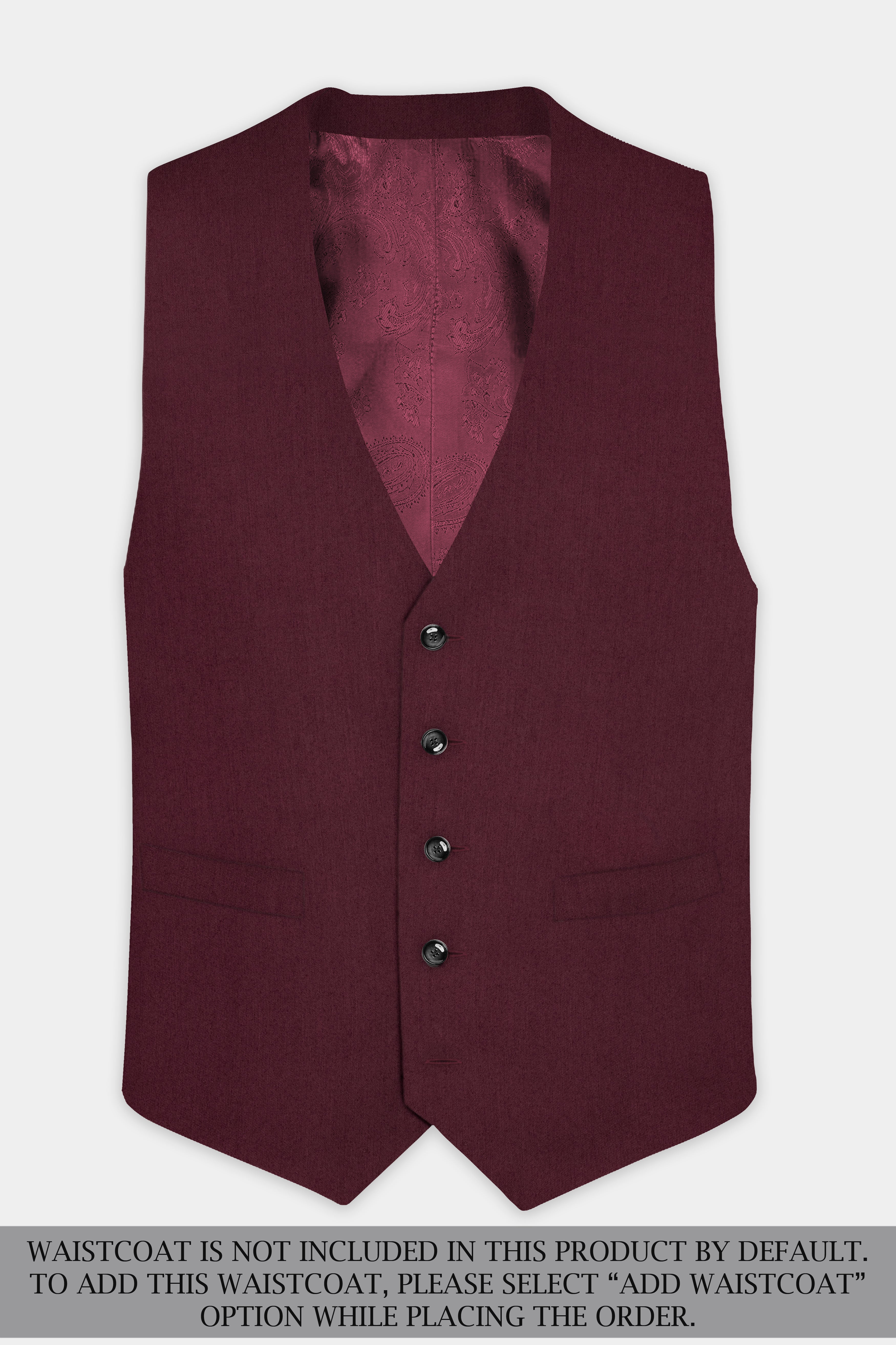 Tamarind Maroon Wool Blend Single Breasted Suit