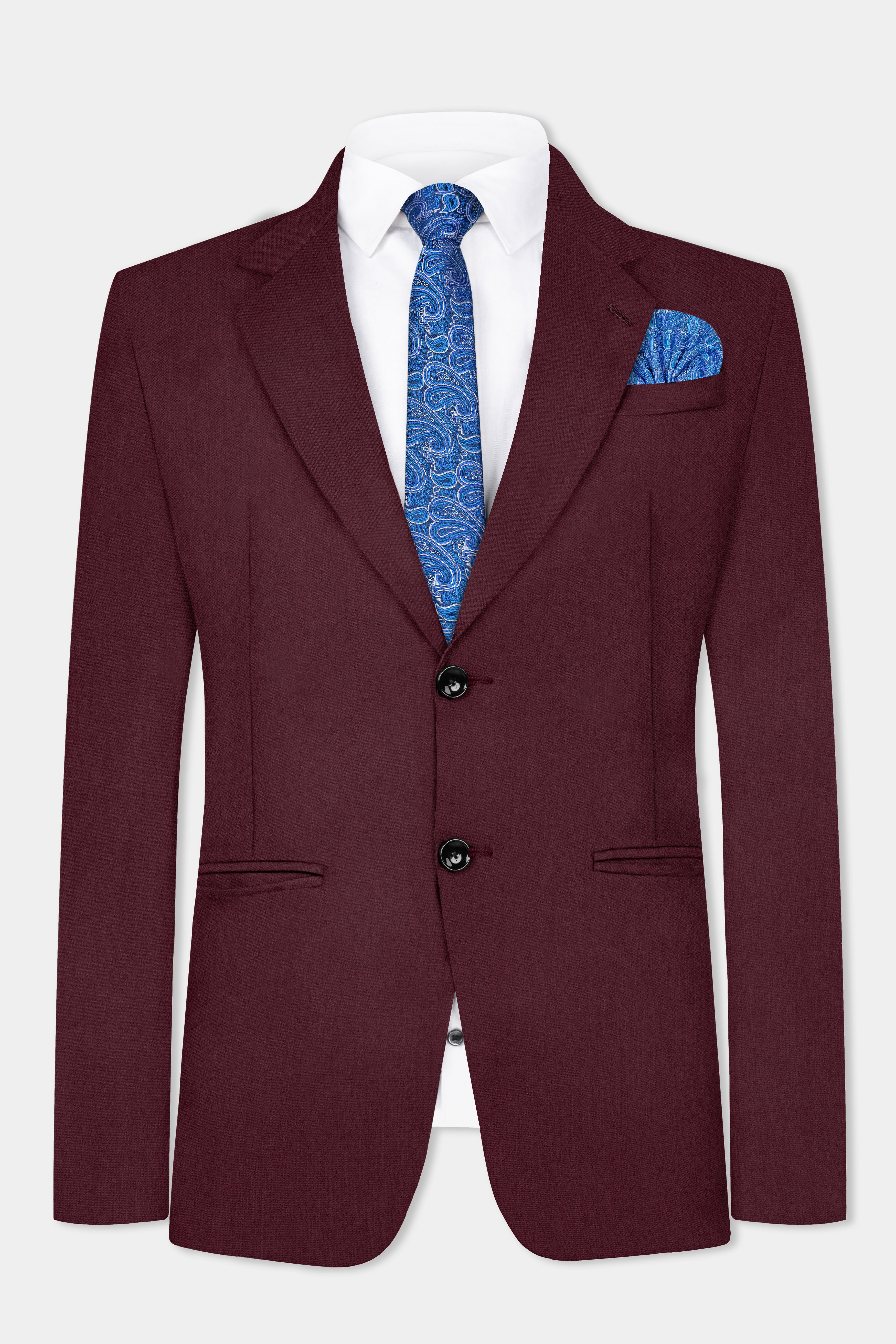 Tamarind Maroon Wool Blend Single Breasted Suit