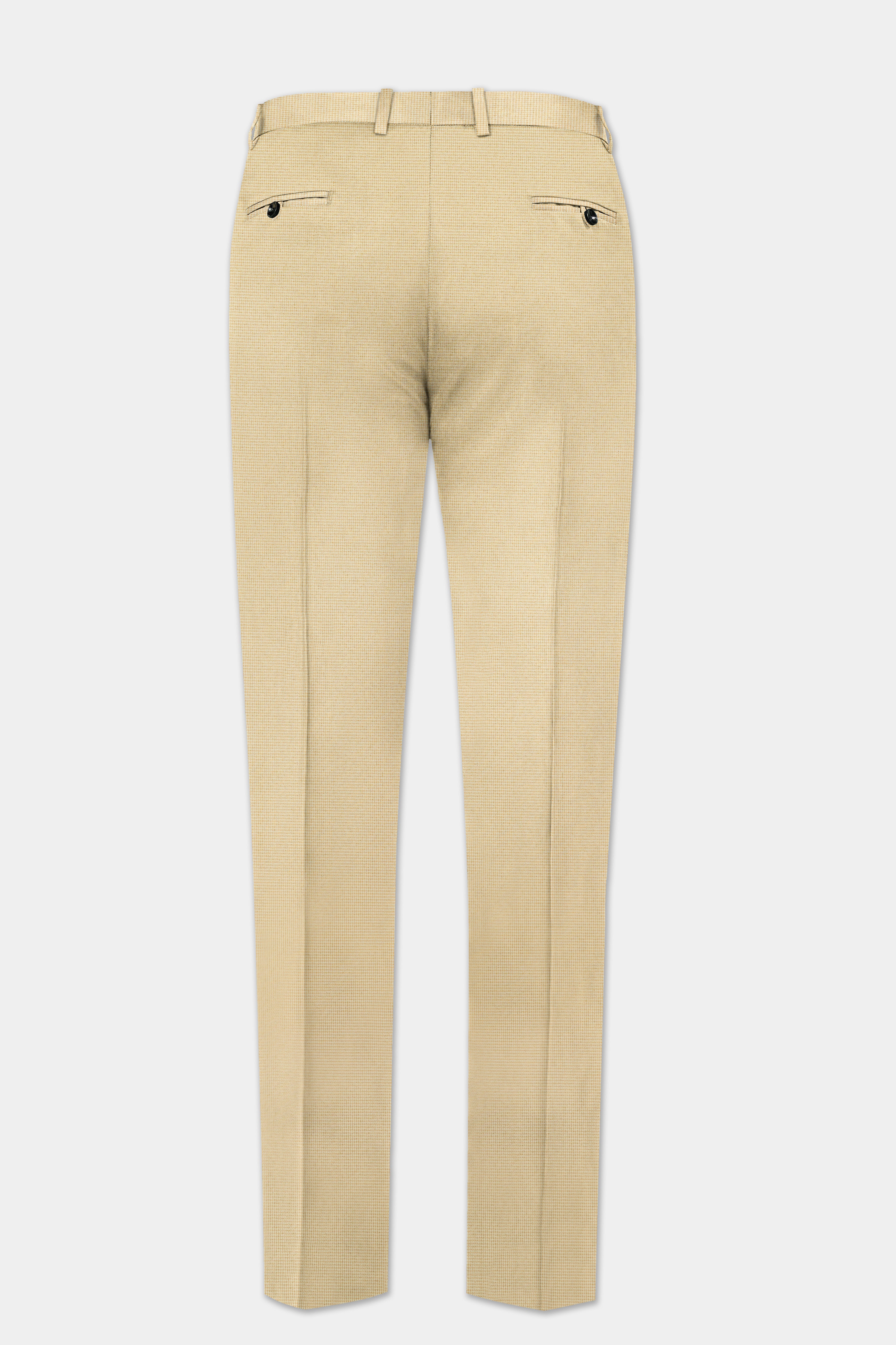 Hampton Cream Houndstooth Textured Wool Rich Bandhgala Suit