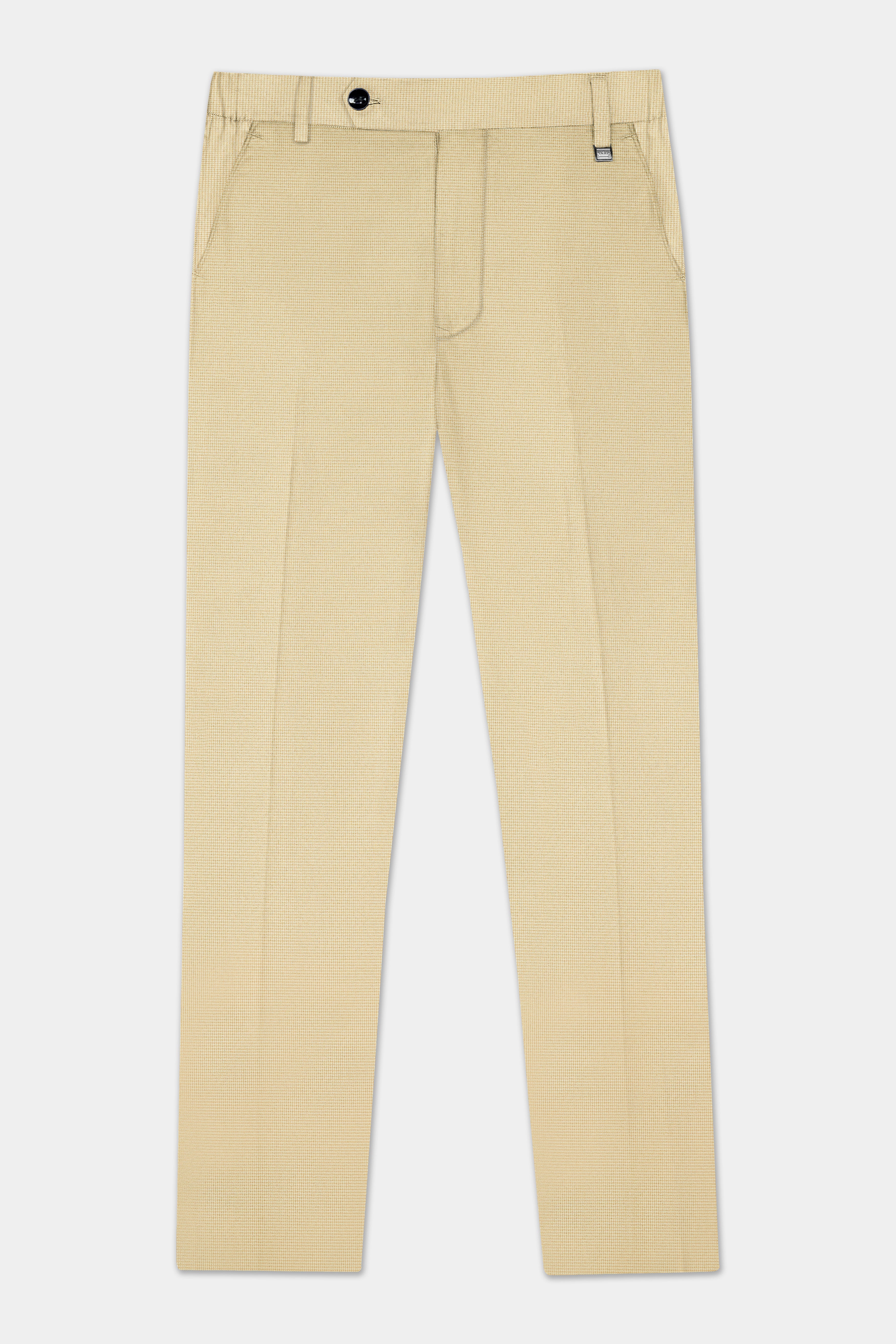Hampton Cream Houndstooth Textured Wool Rich Bandhgala Suit