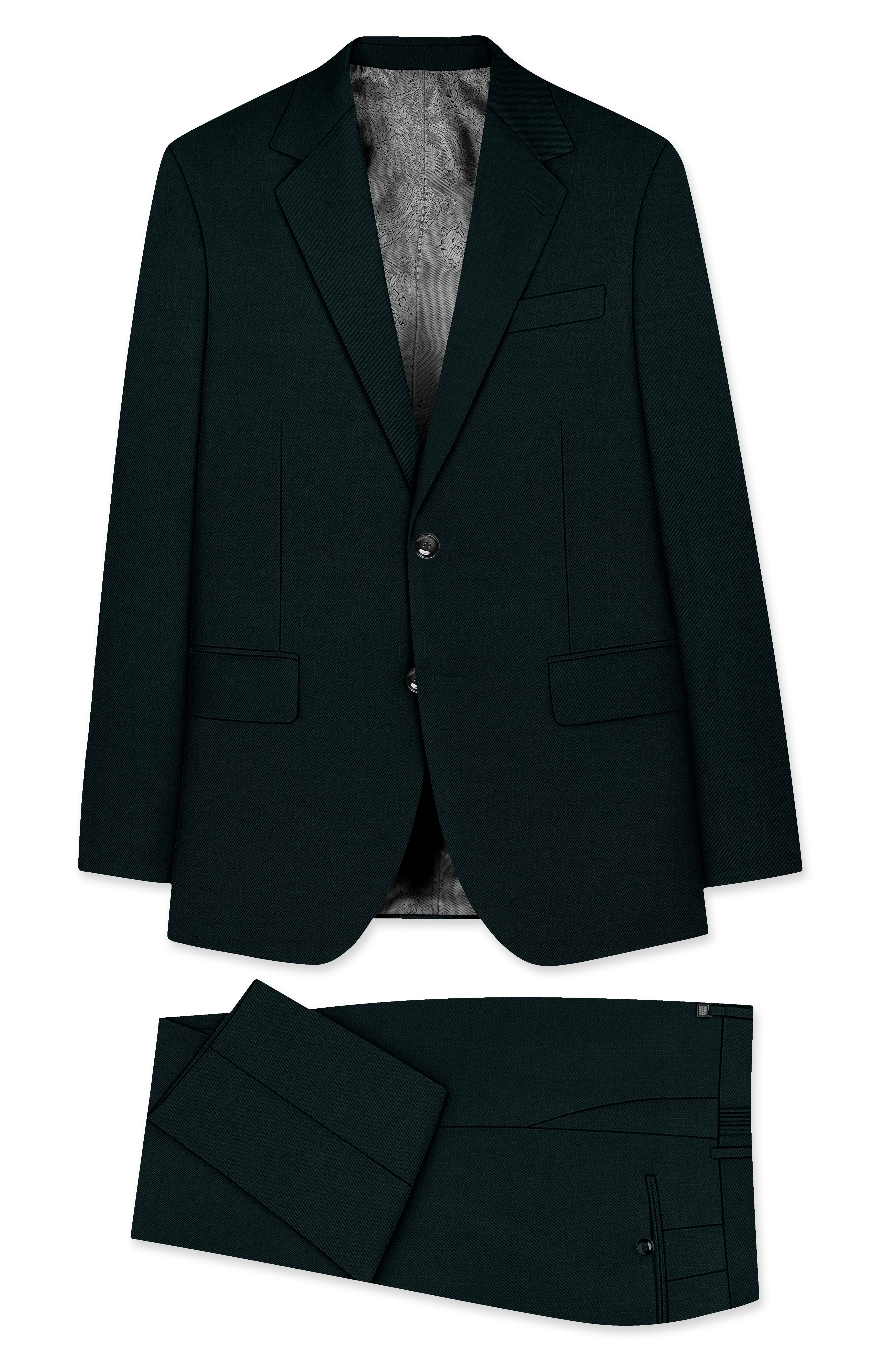 Timber Green Wool Rich Single Breasted Suit