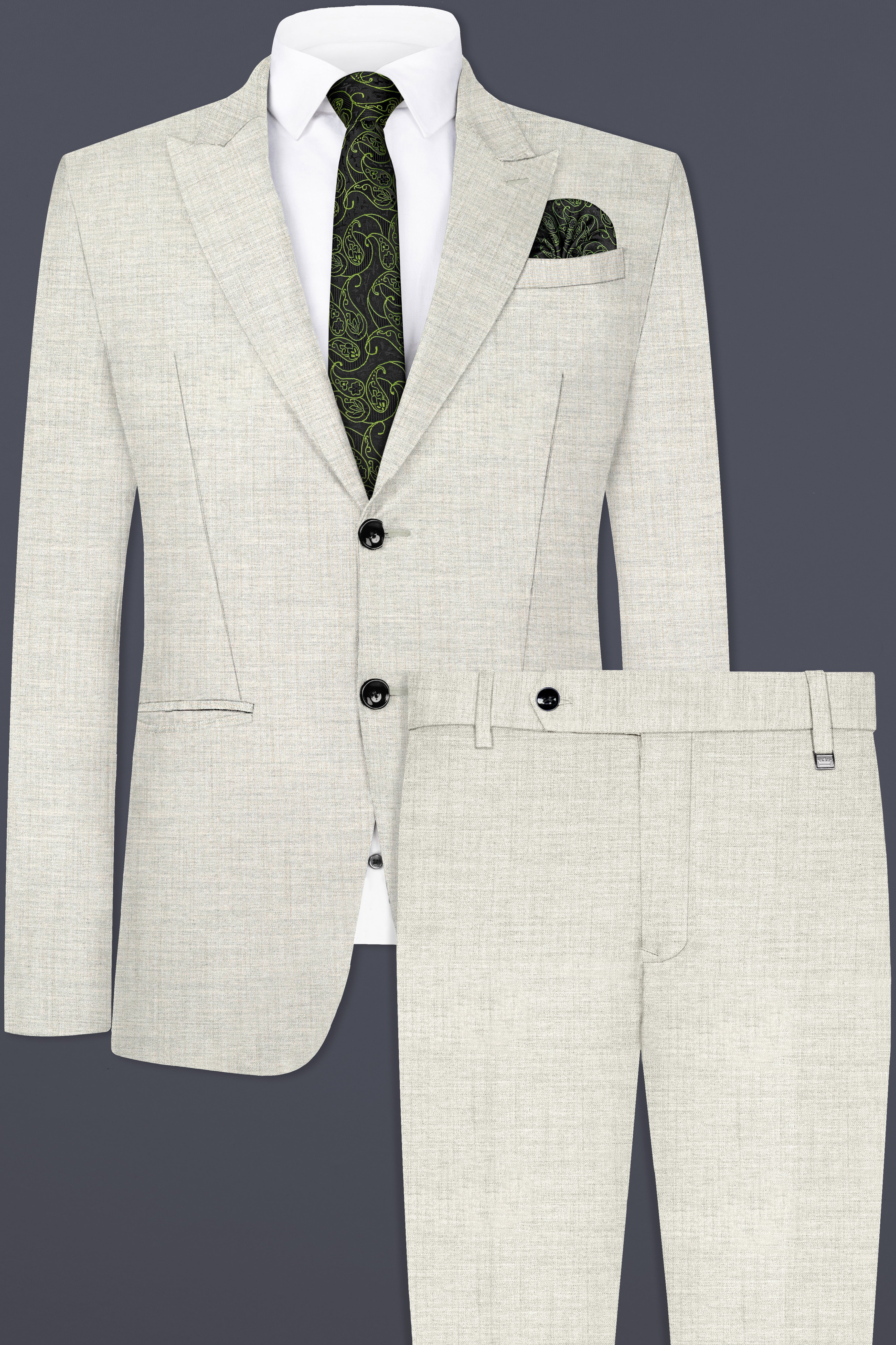 Spanish Gray Textured Wool Blend Suit