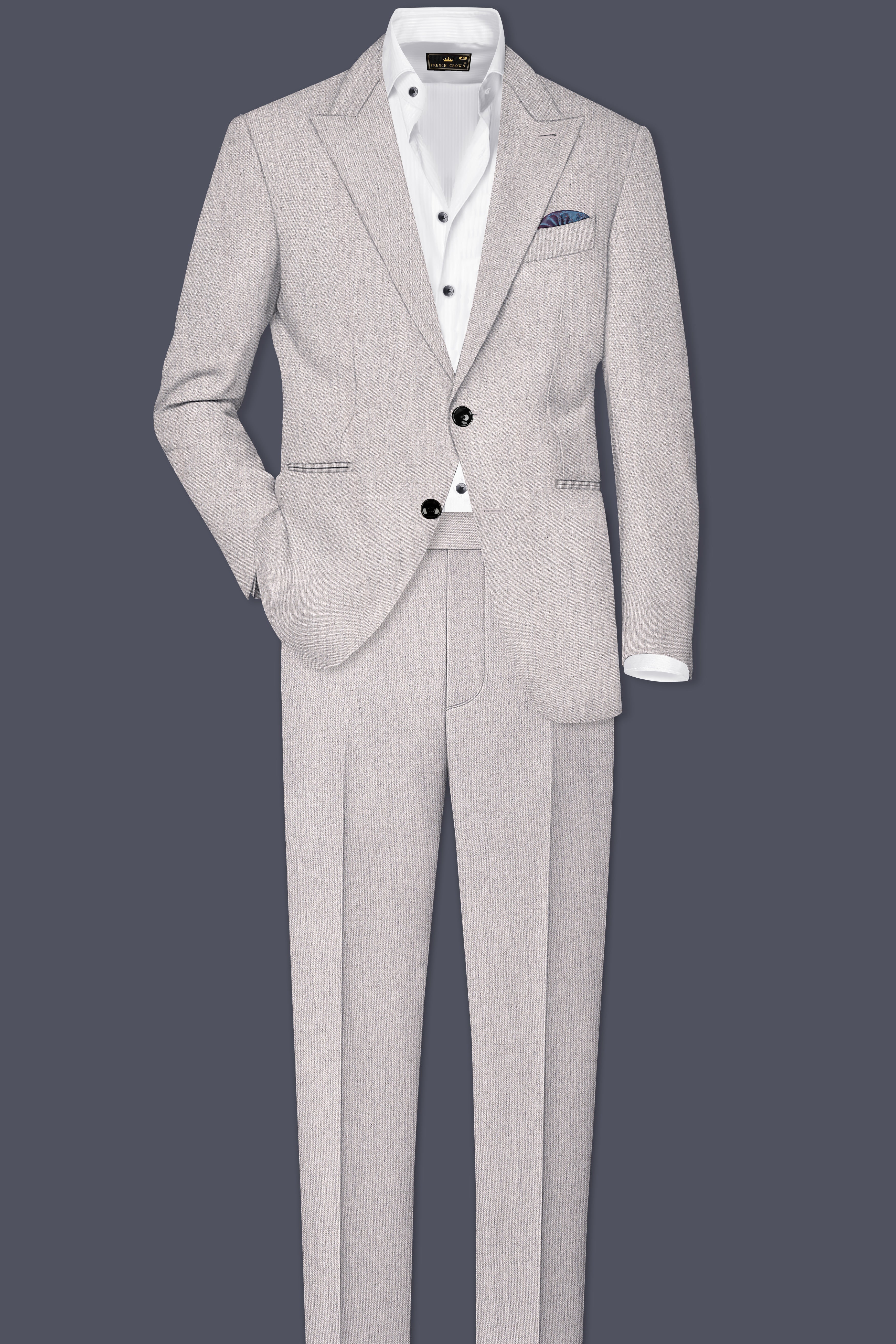 Spanish Gray Textured Wool Blend Suit