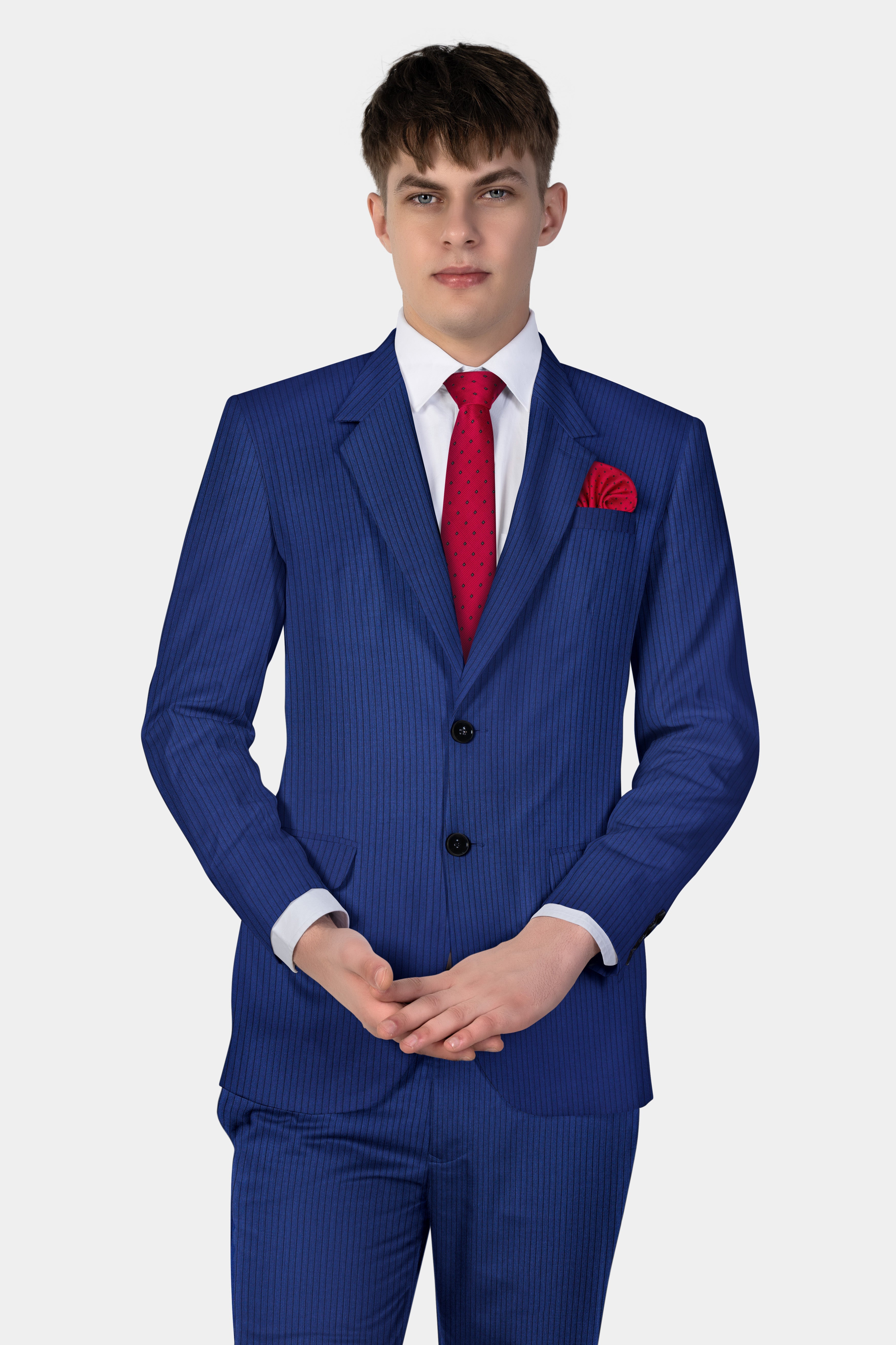 Bunting Blue Striped Wool Blend Suit