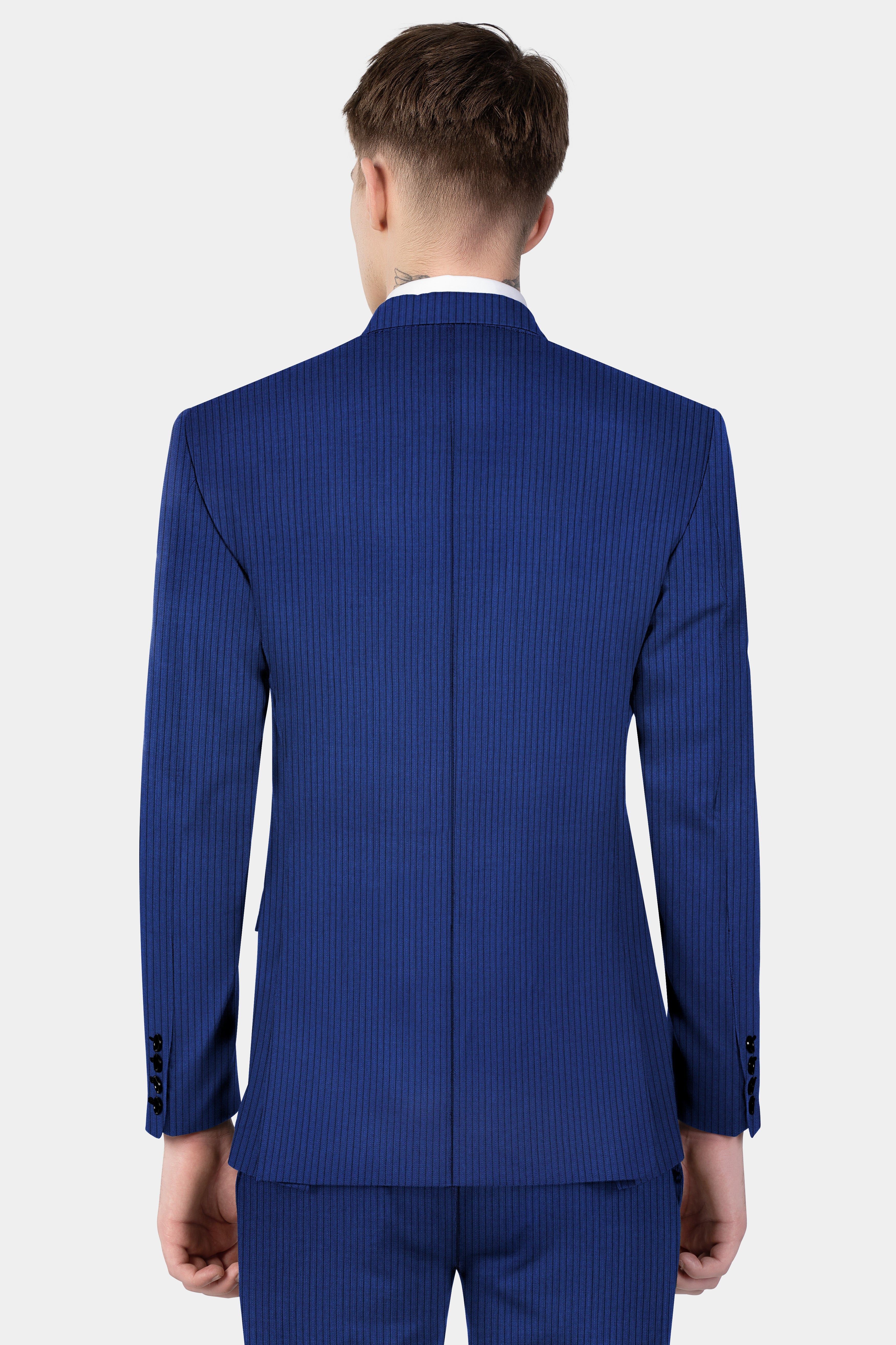 Bunting Blue Striped Wool Blend Suit