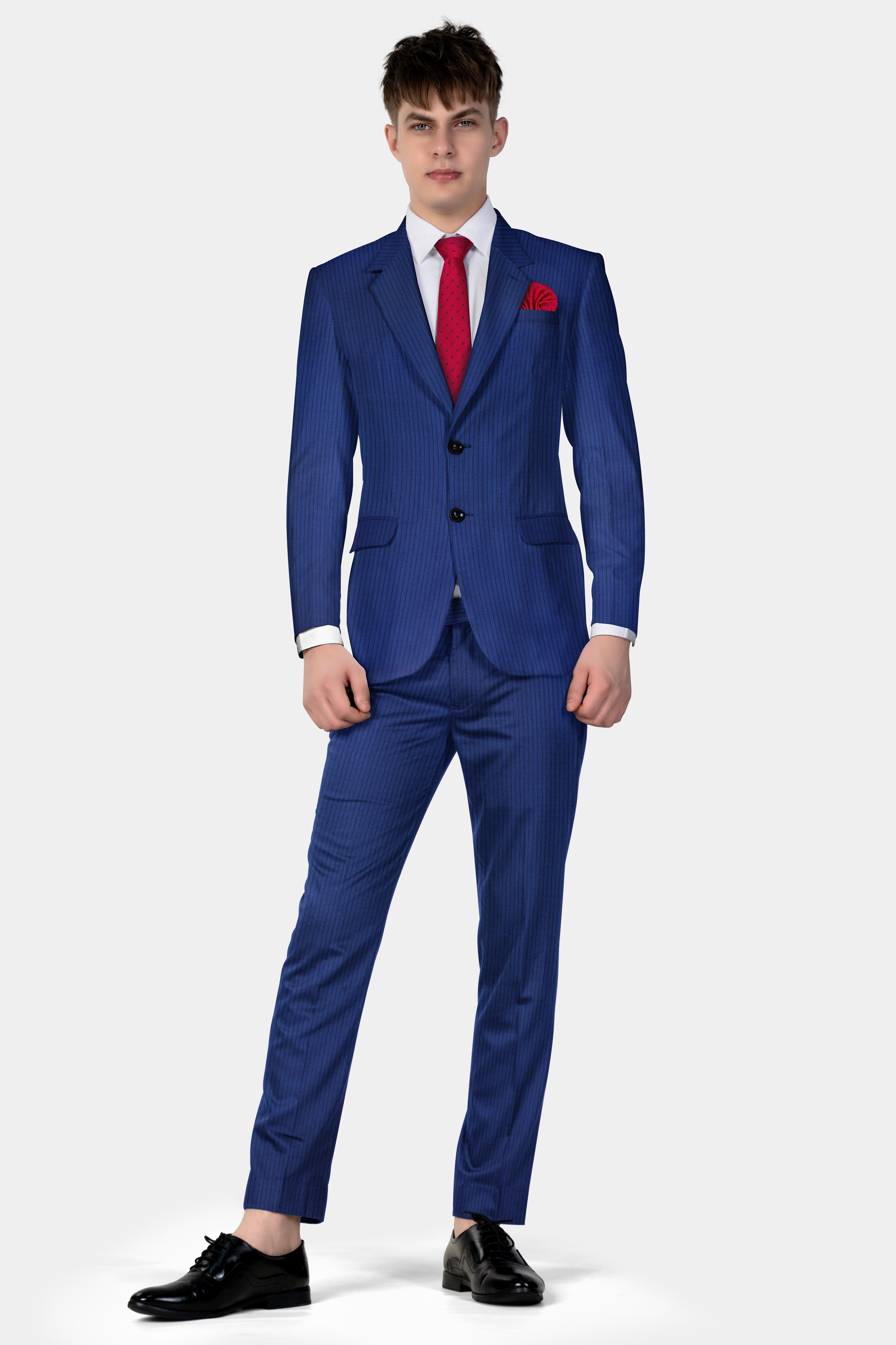 Bunting Blue Striped Wool Blend Suit