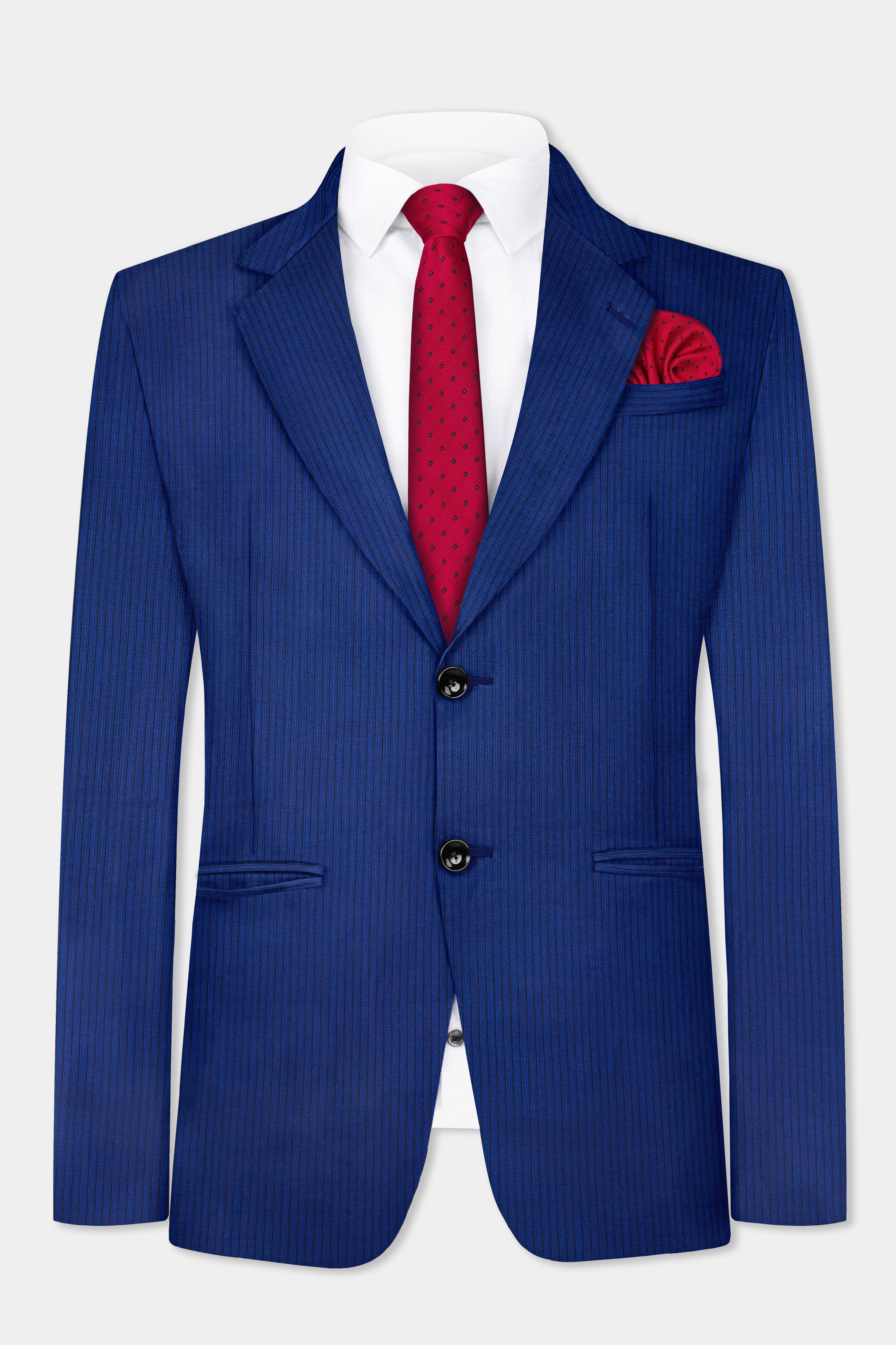 Bunting Blue Striped Wool Blend Suit
