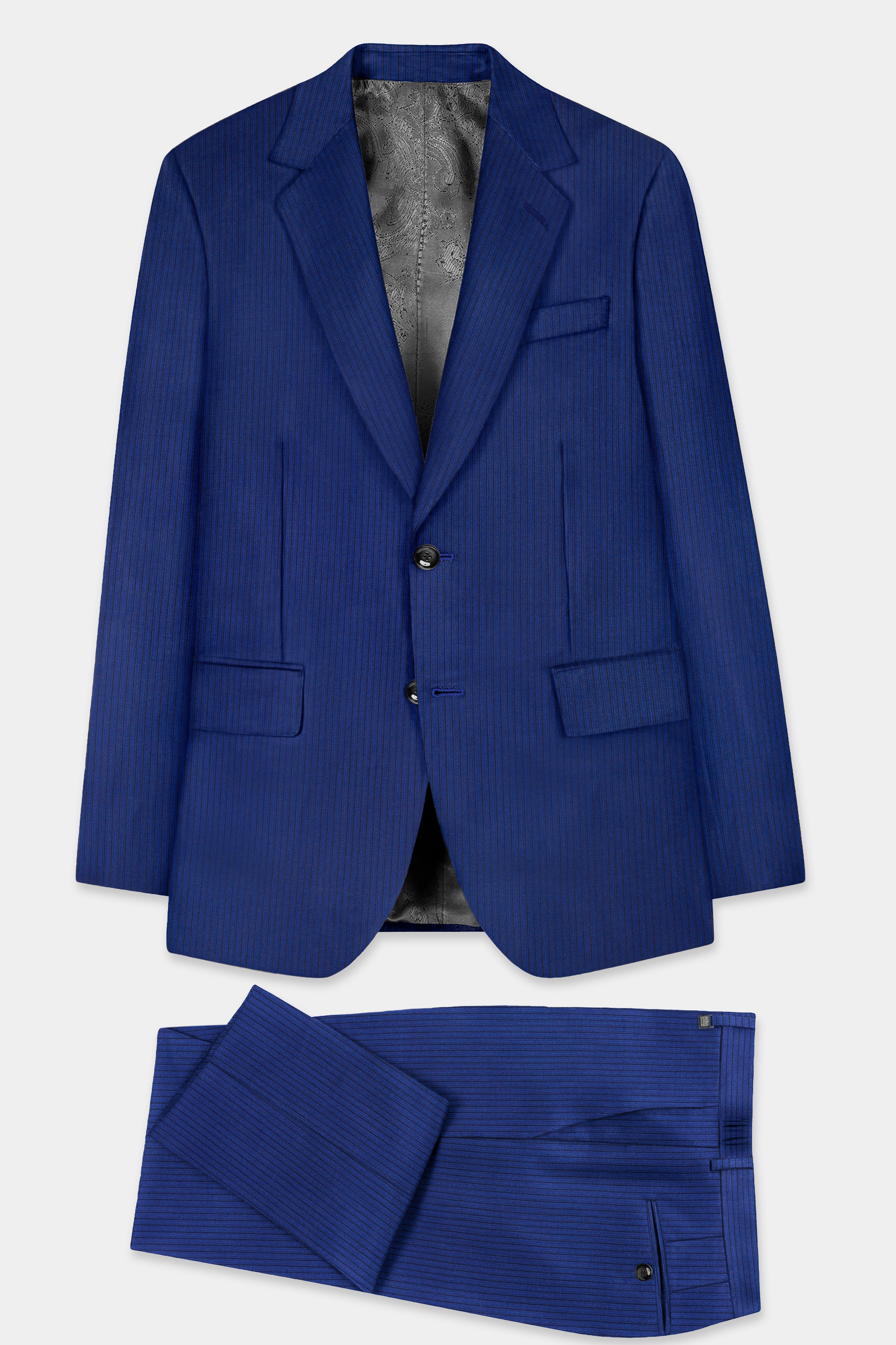 Bunting Blue Striped Wool Blend Suit