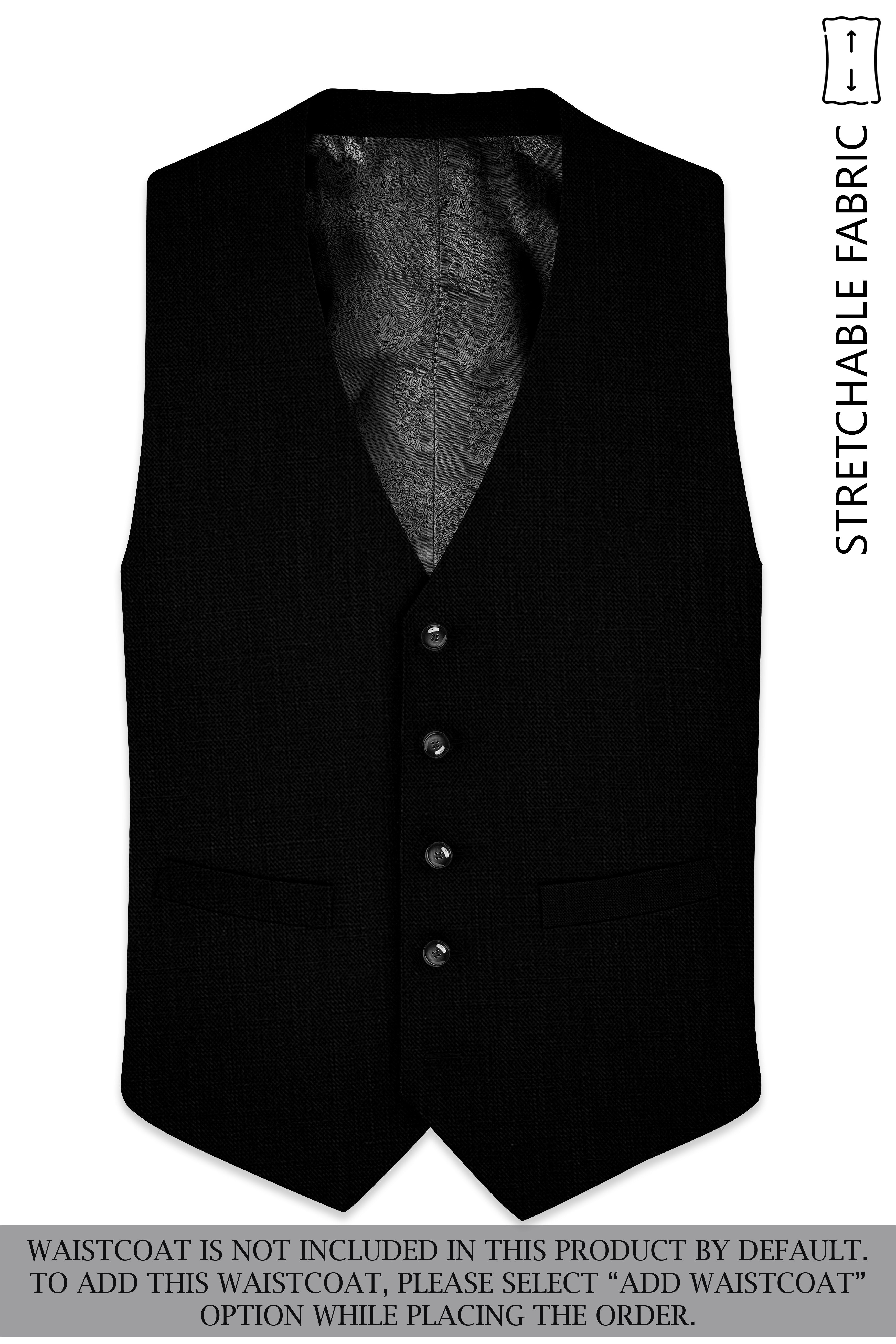 Jade Black Luxurious Linen Single Breasted Stretchable traveler Suit