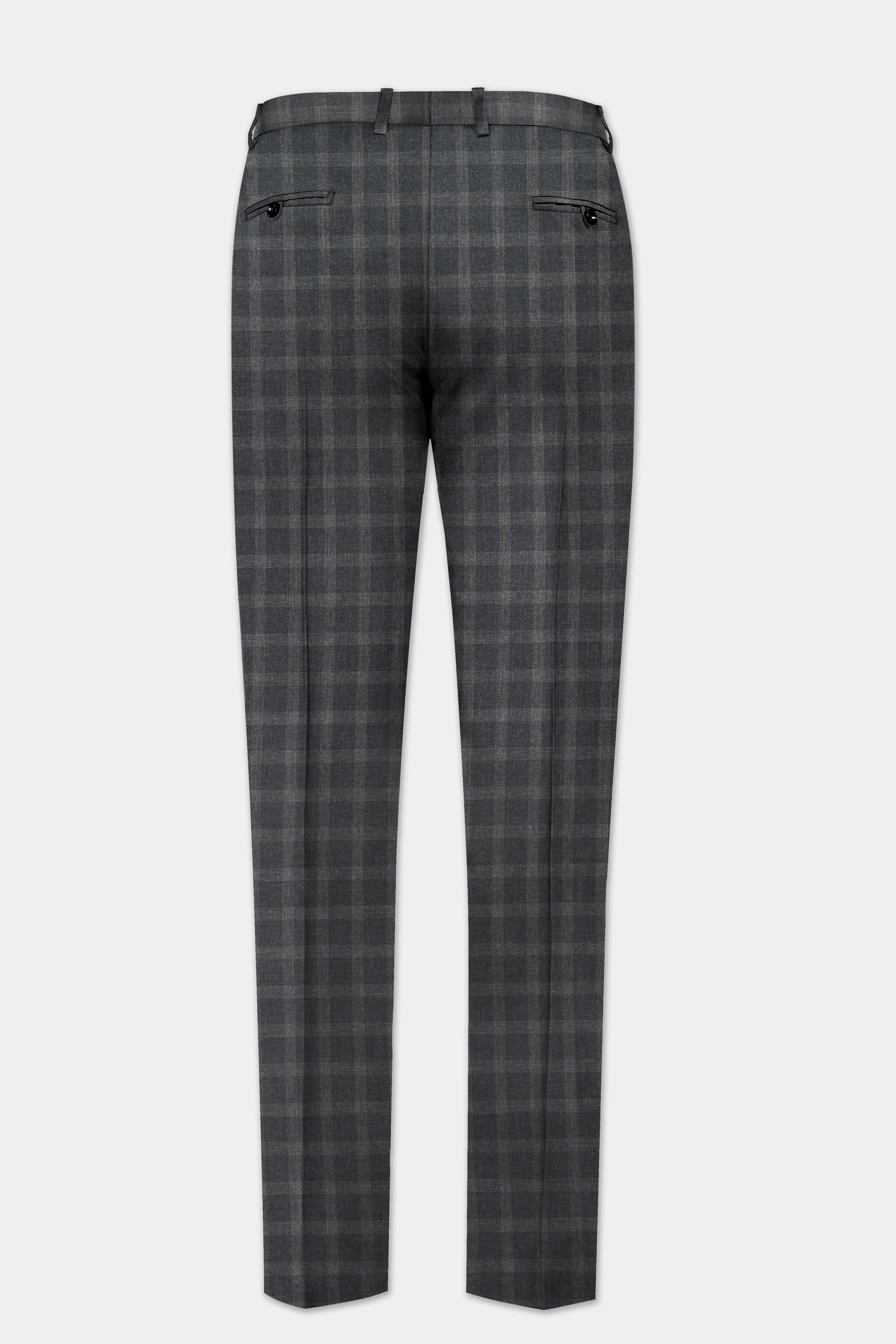 Gravel Gray Checkered Wool Blend Single Breasted Suit