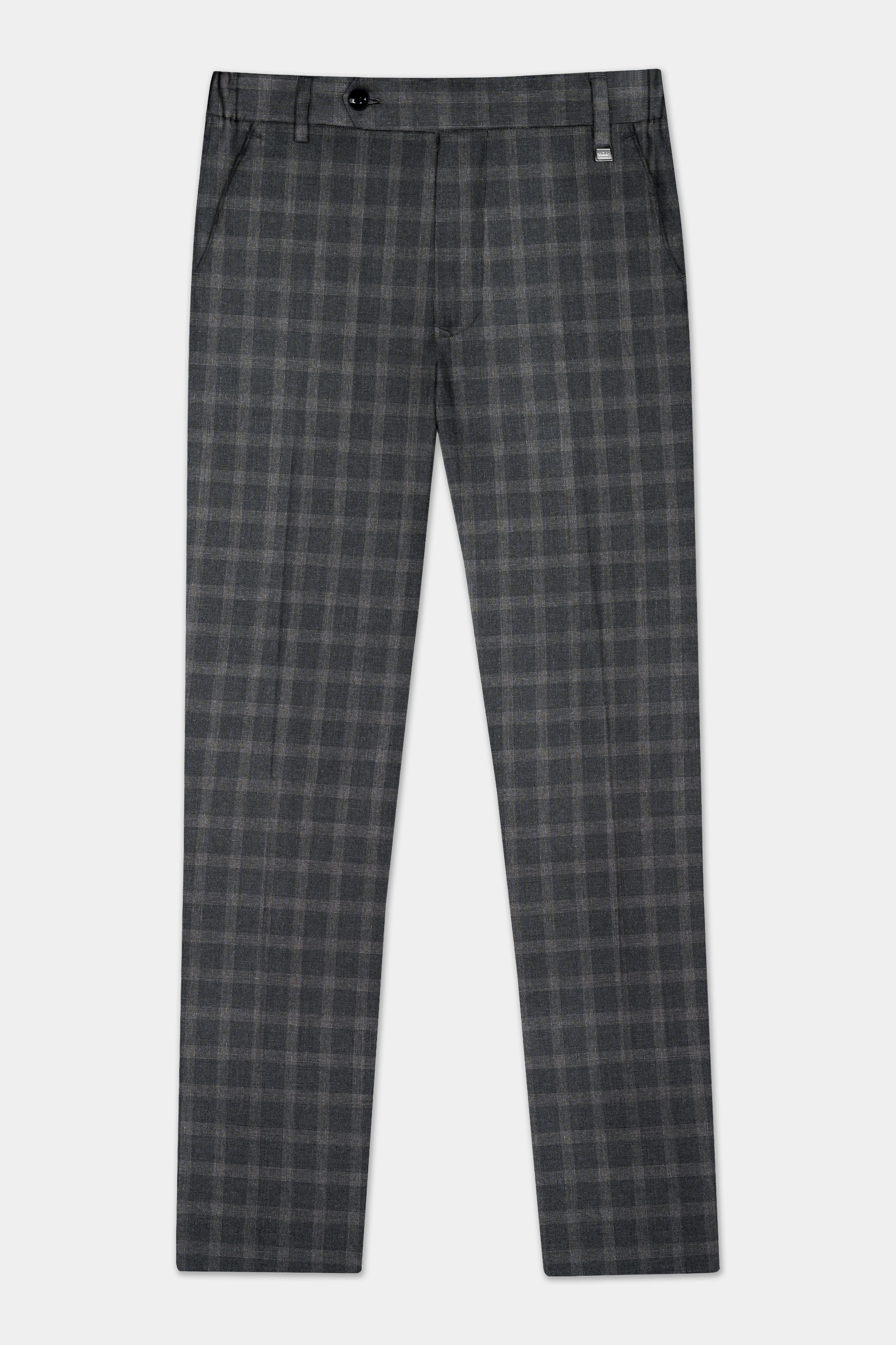 Gravel Gray Checkered Wool Blend Single Breasted Suit