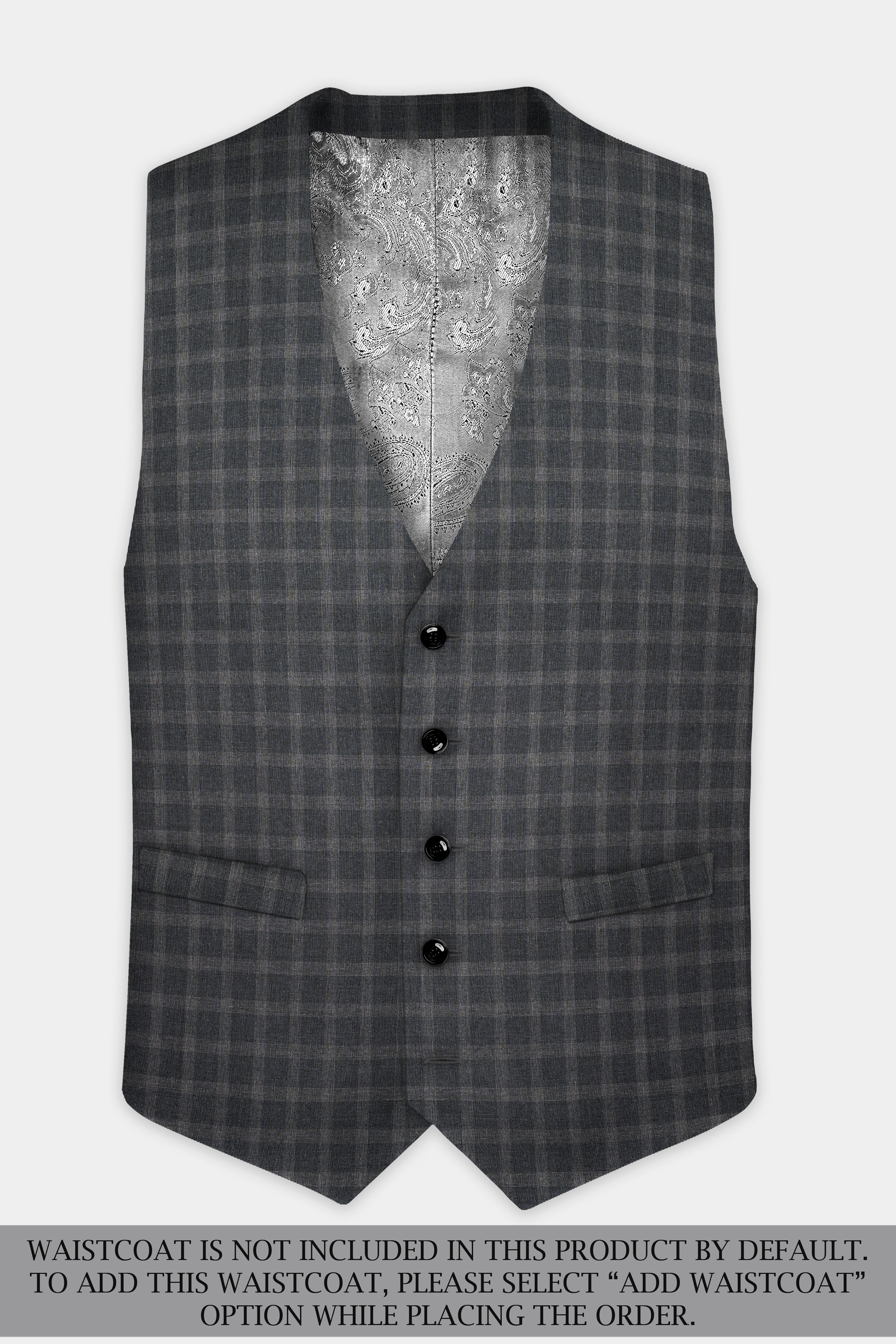 Gravel Gray Checkered Wool Blend Single Breasted Suit