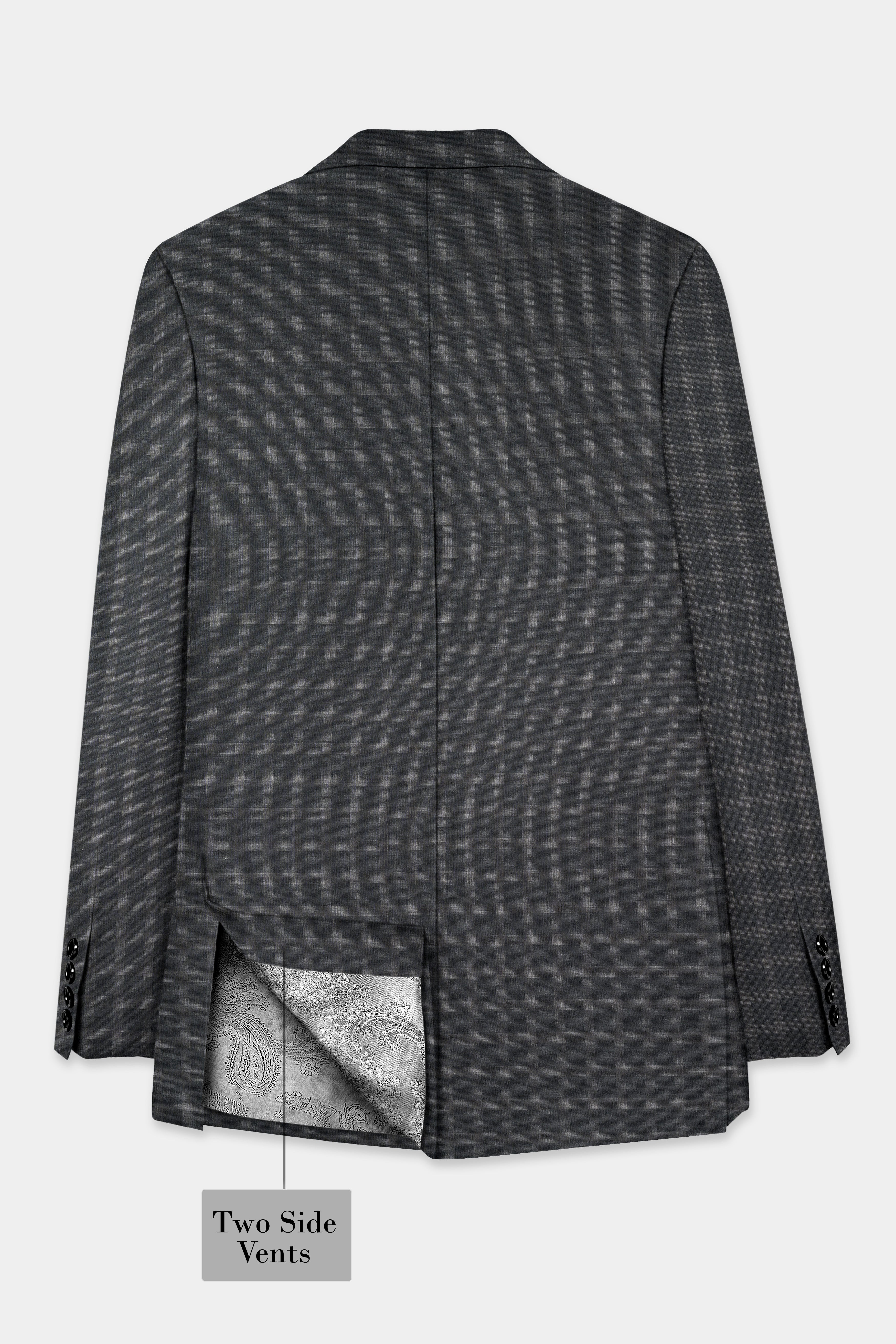 Gravel Gray Checkered Wool Blend Single Breasted Suit