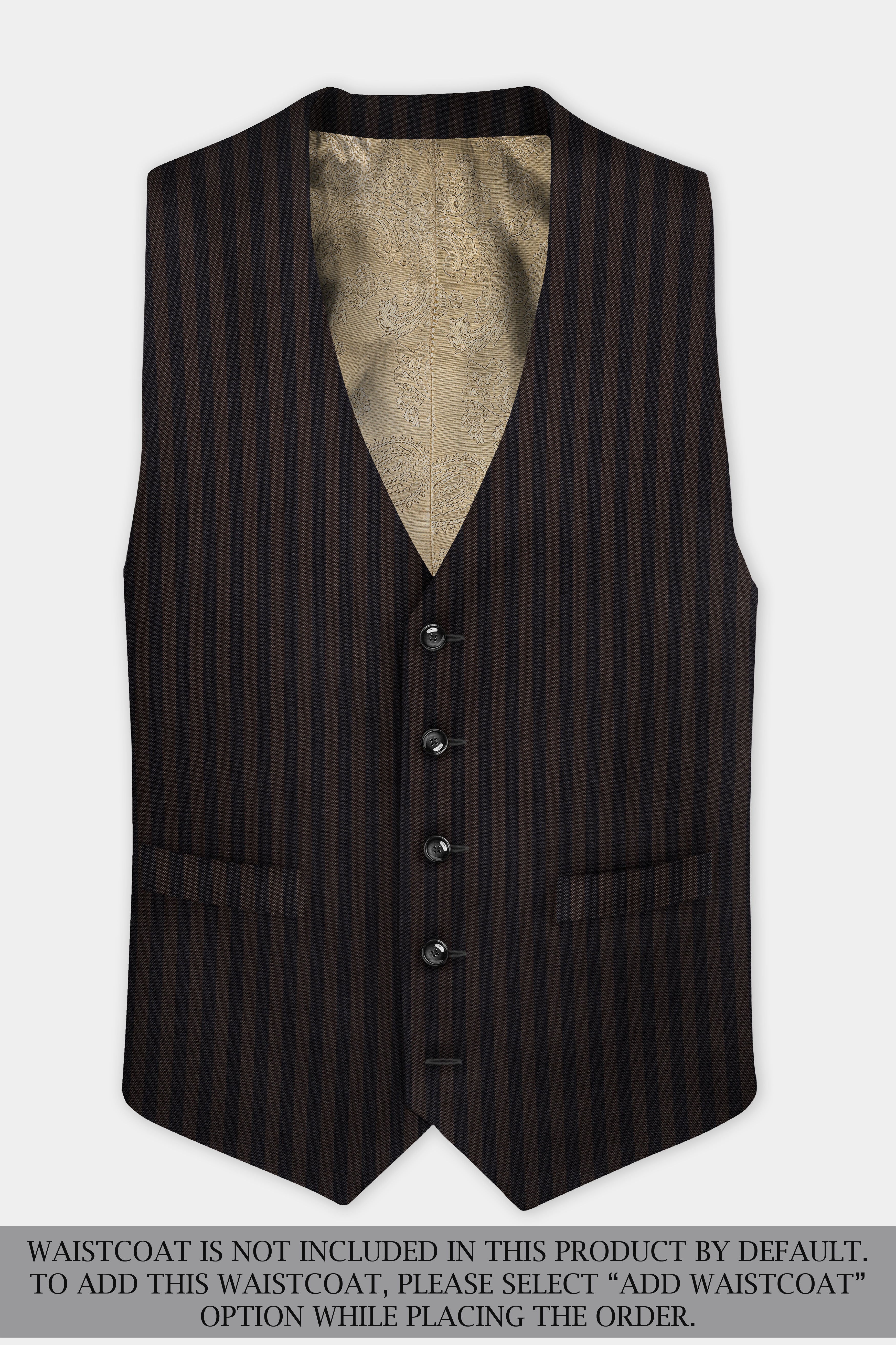 Eternity Brown With Vulcan Black Striped Wool Blend Double Breasted Suit
