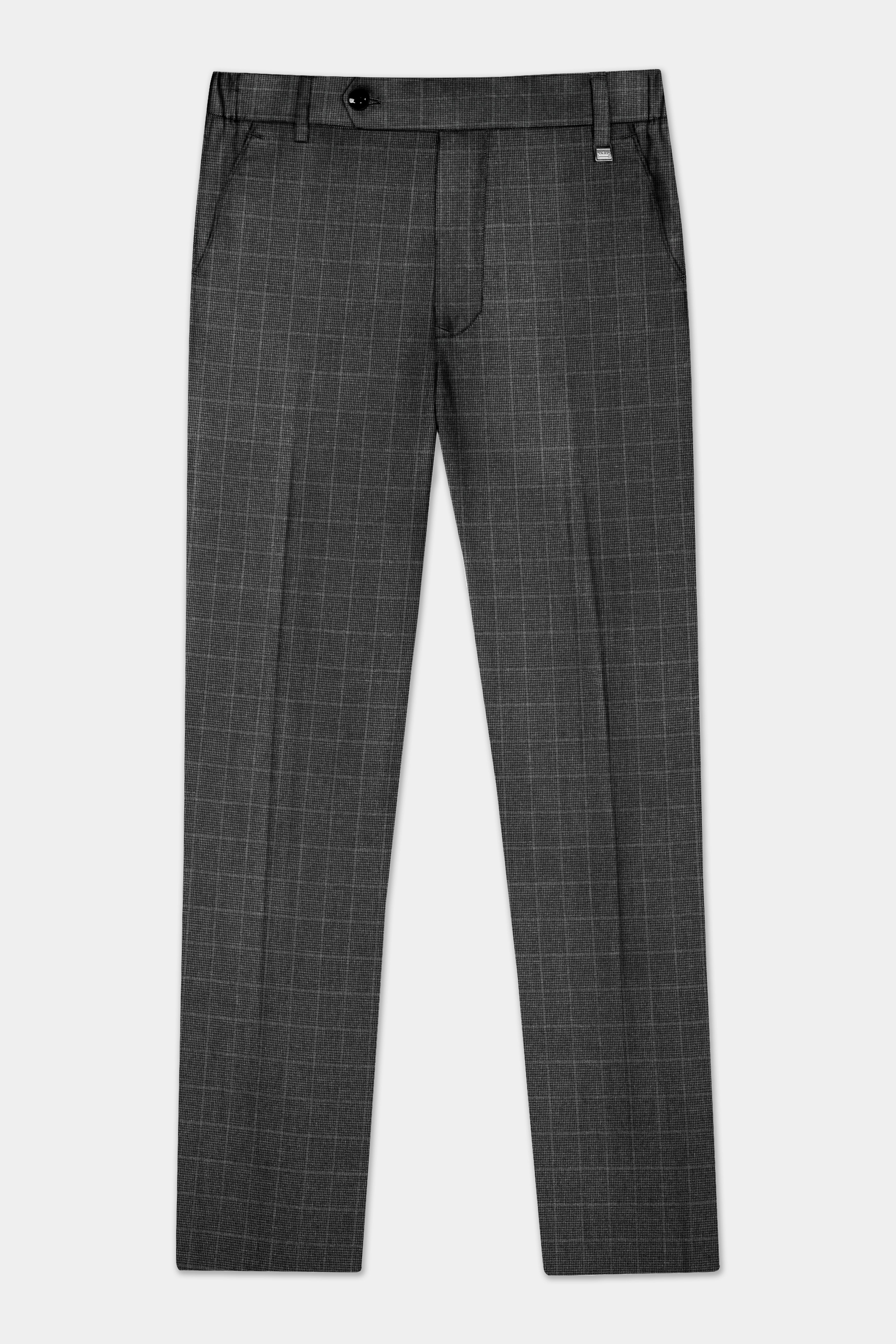 Iridium Gray Plaid Wool Blend Single Breasted Suit