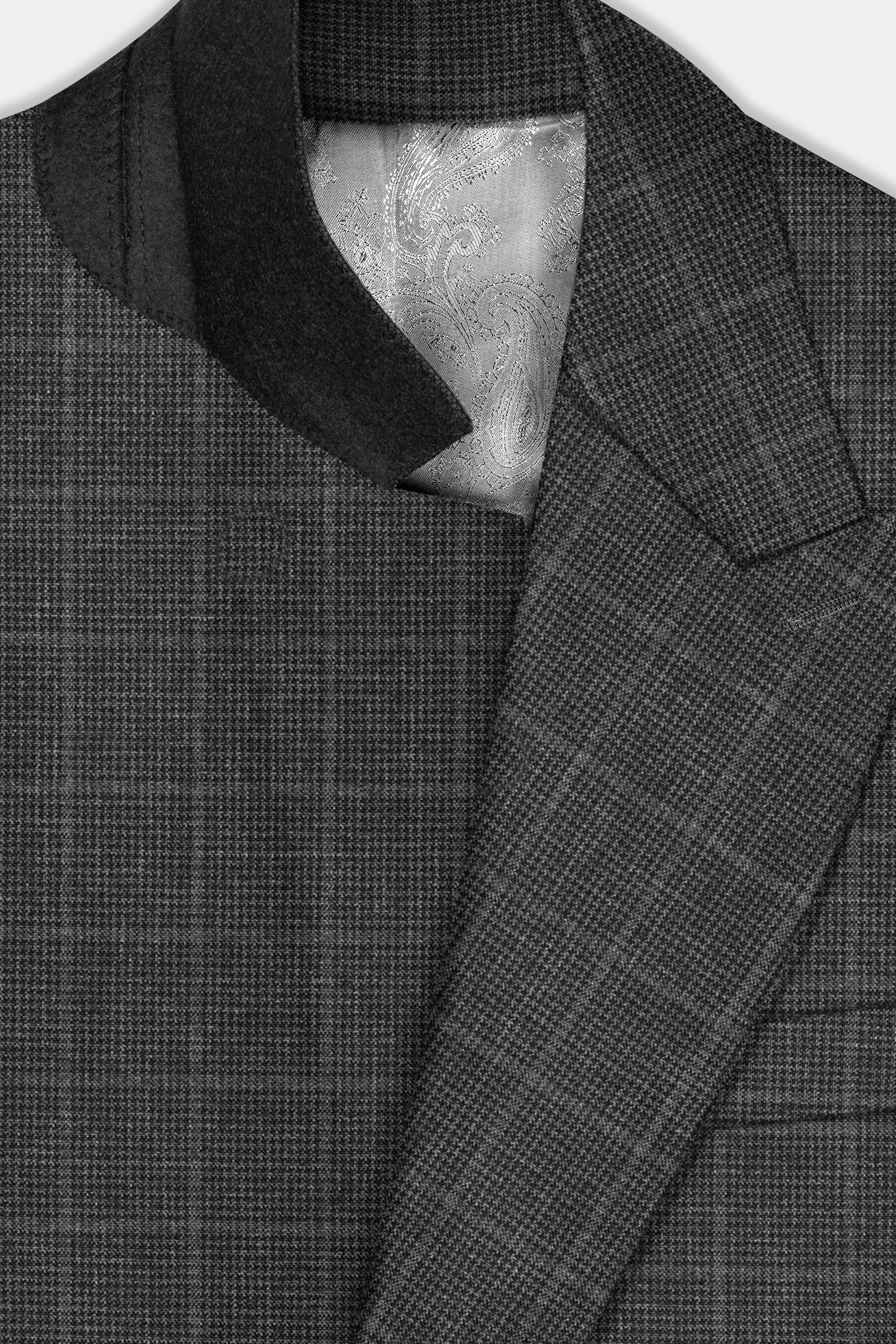 Iridium Gray Plaid Wool Blend Single Breasted Suit
