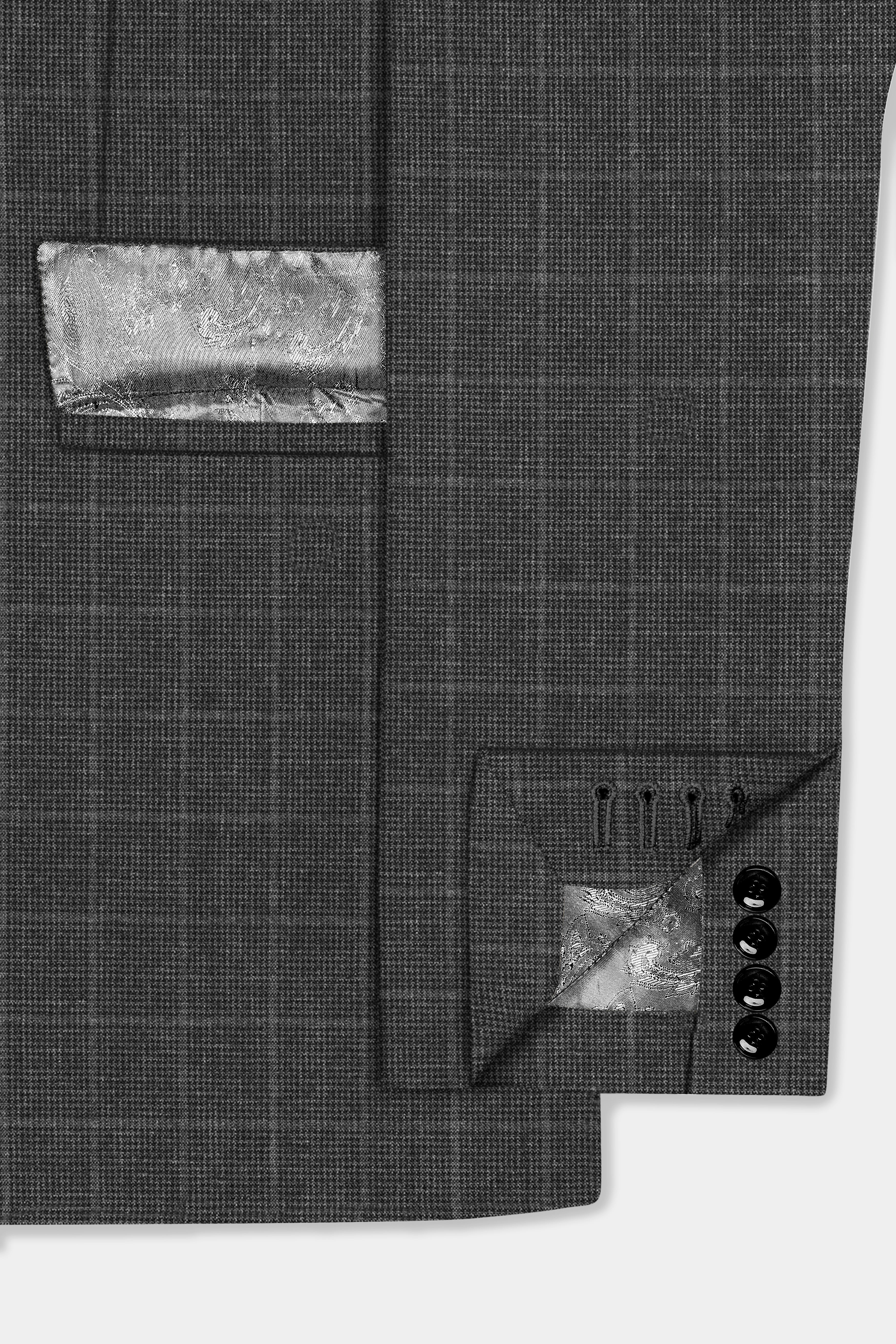 Iridium Gray Plaid Wool Blend Single Breasted Suit