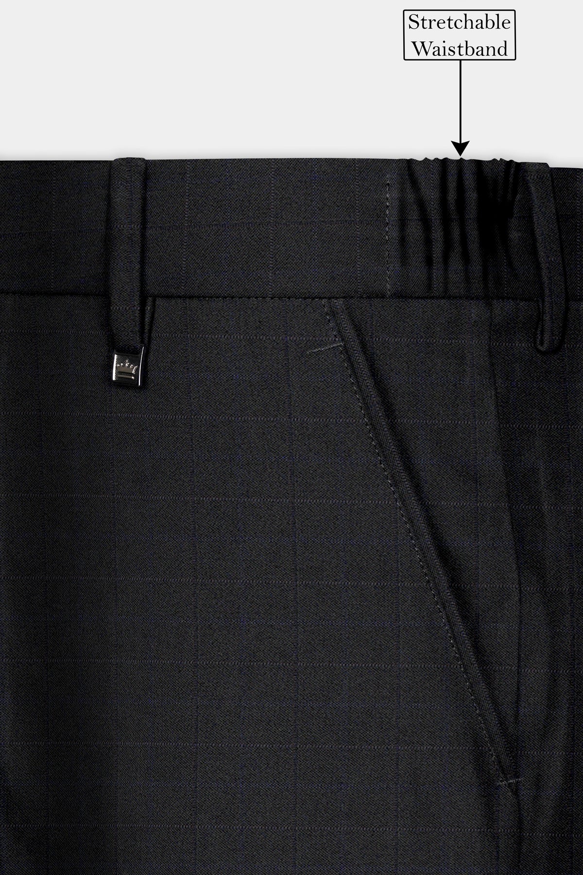 Jade Black Plaid Wool Blend Single Breasted Suit