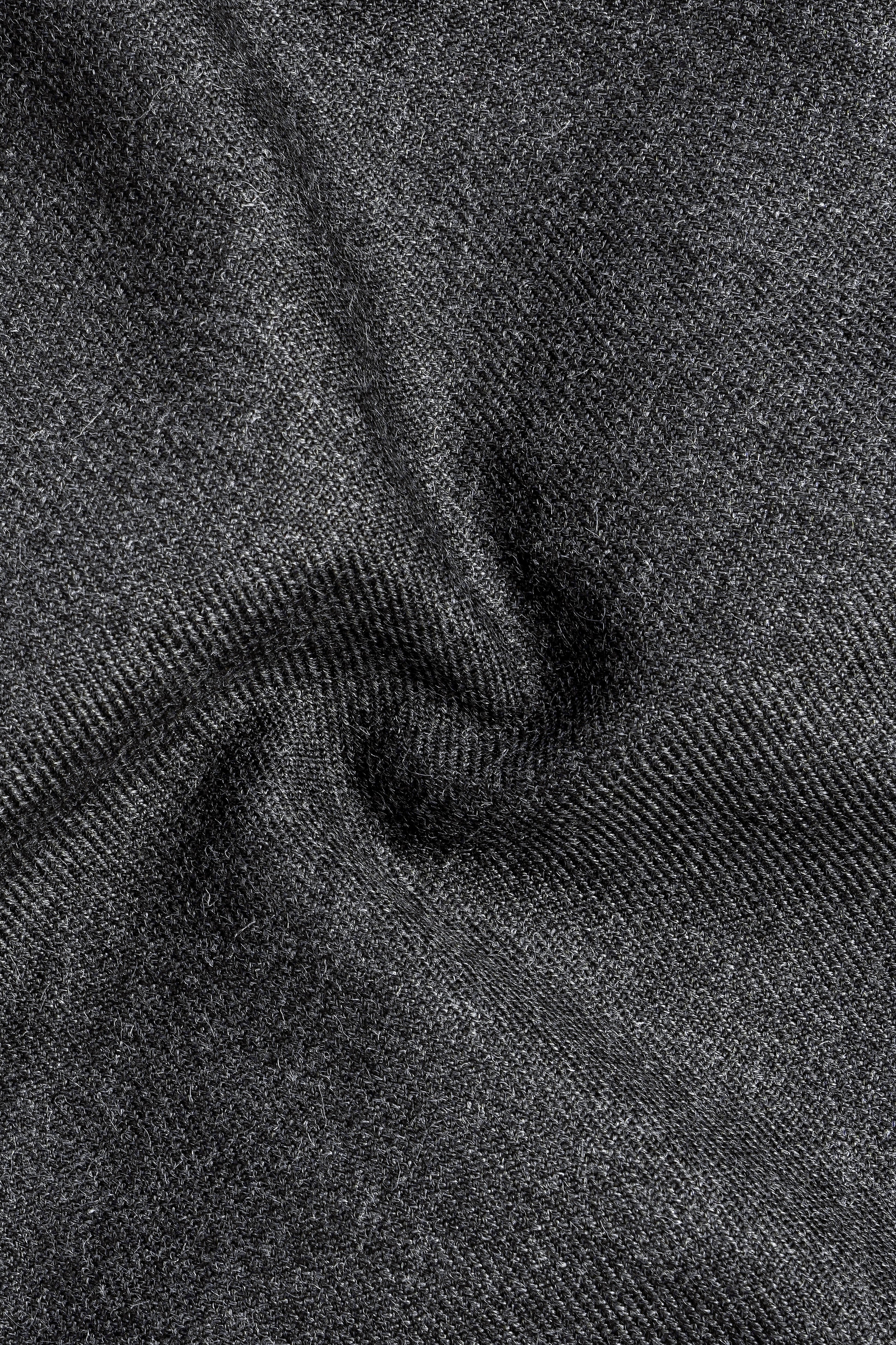 Vampire Gray Textured Wool Blend Flannel Double Breasted Slight Stretch Suit