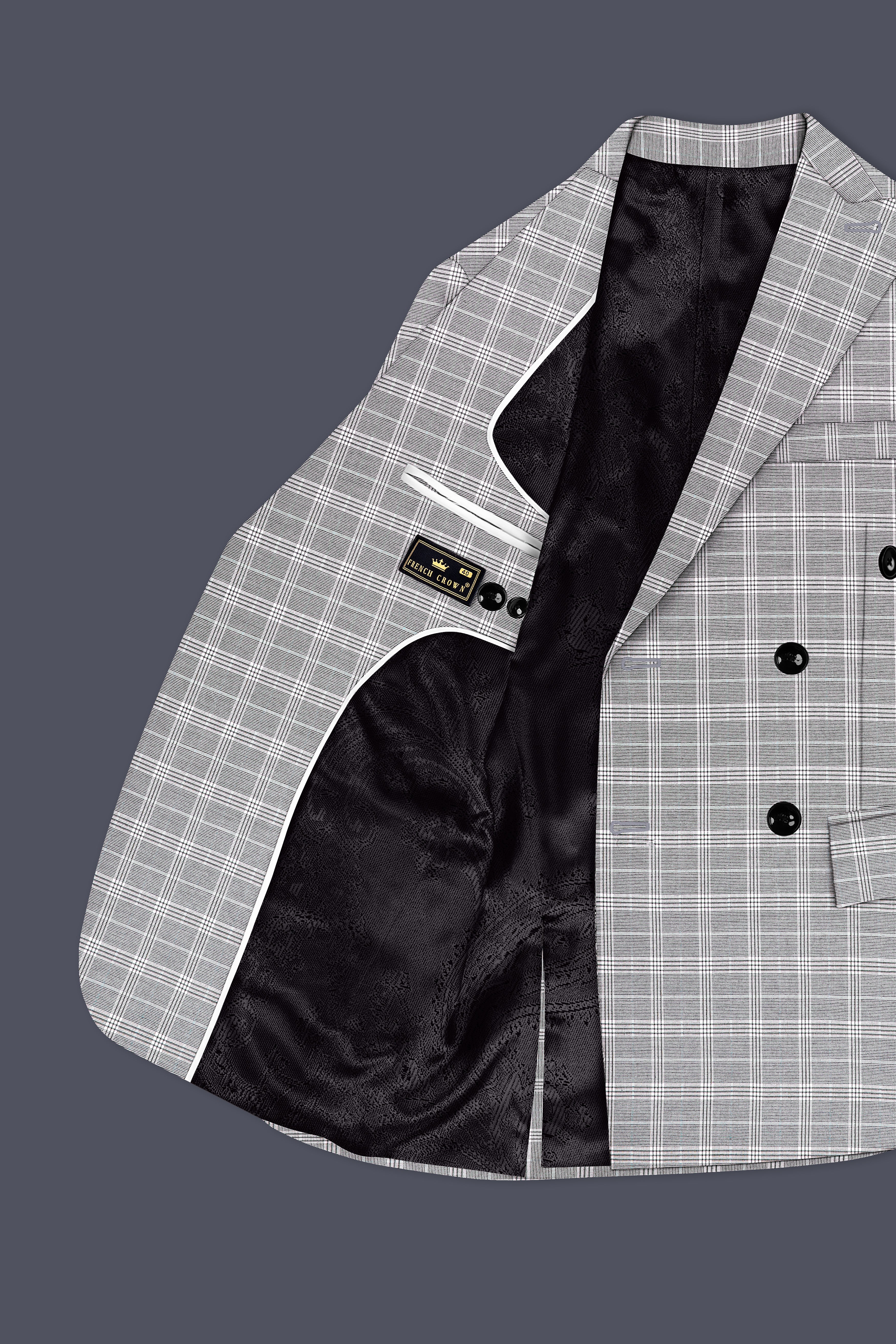 Venus Gray Plaid Wool Rich Double Breasted Suit