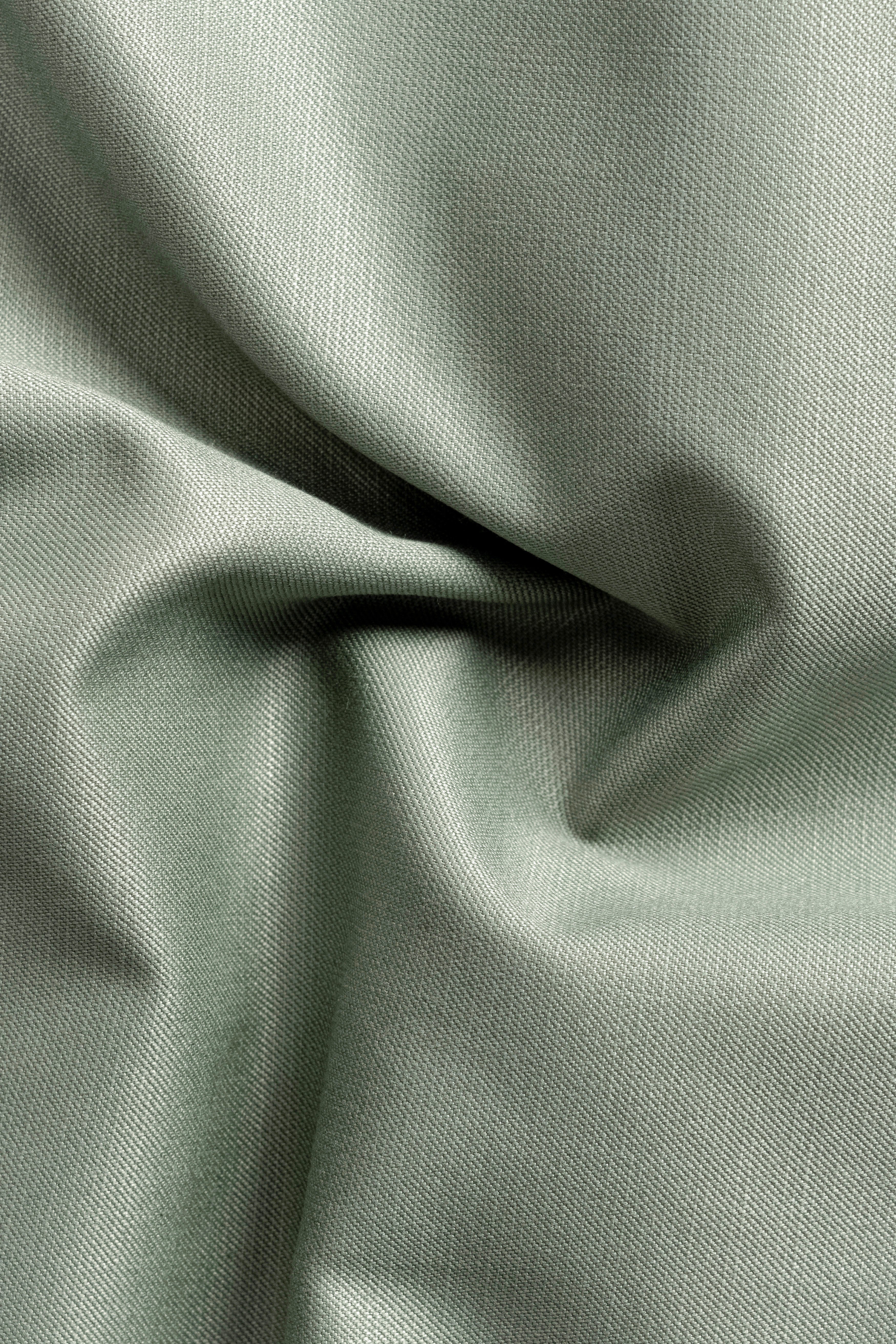 Spanish Green Solid Wool Rich Single Breasted Slight Stretch Suit
