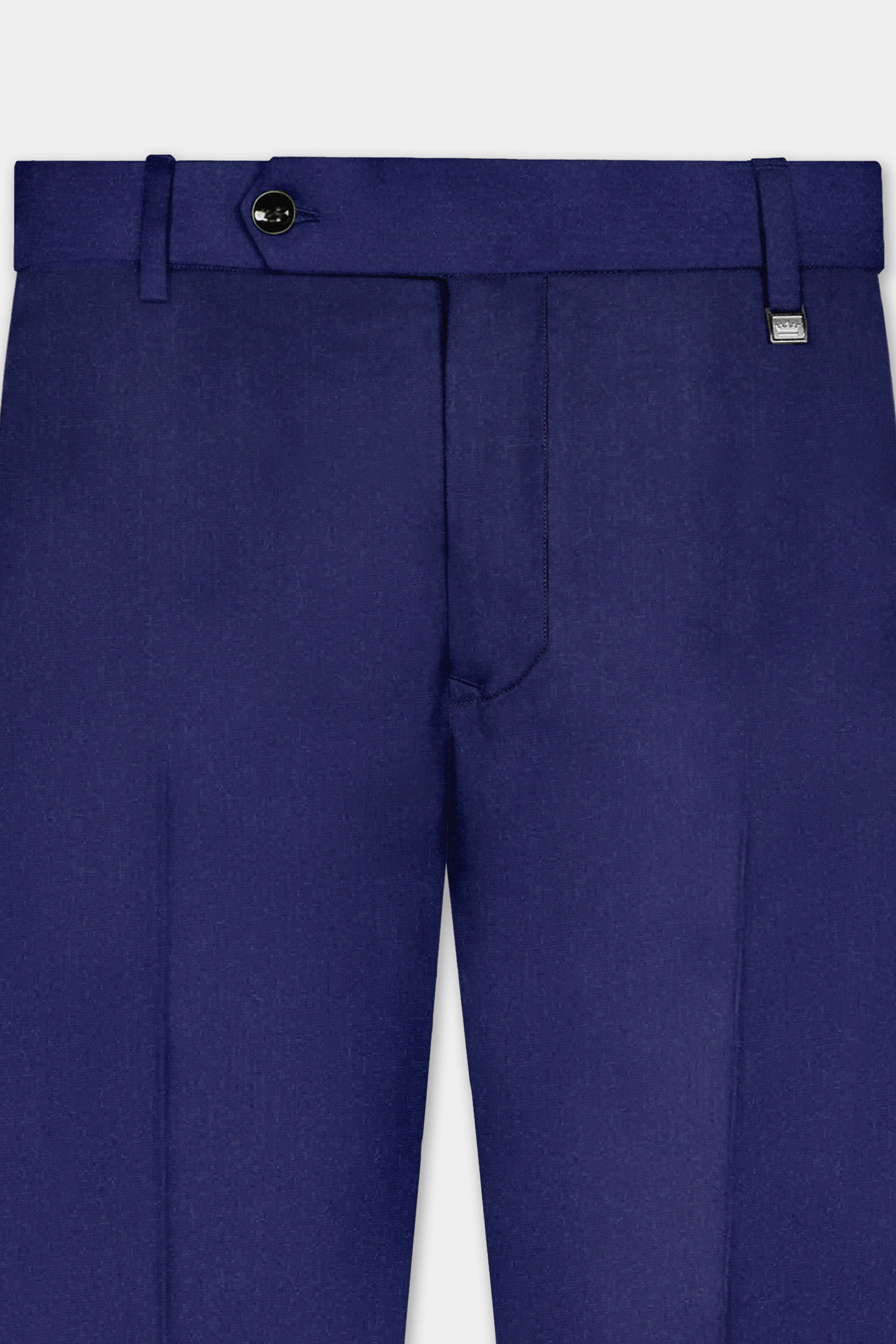 Celestia-Blue Solid Wool Rich Cross Placket Bandhgala Slight Stretch Suit