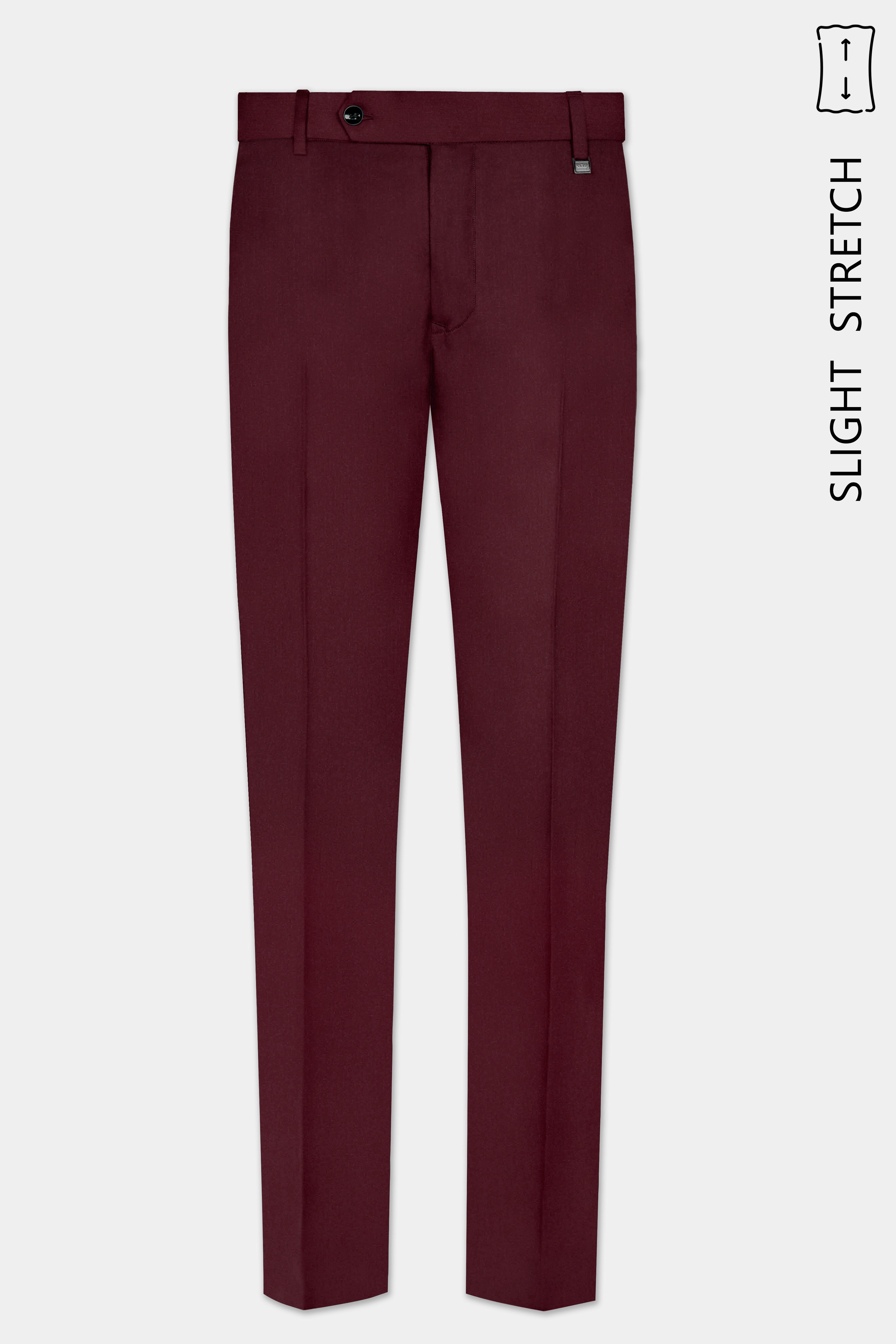 Merlot-Wine Berry Solid Wool Rich Double Breasted Slight Stretch Suit