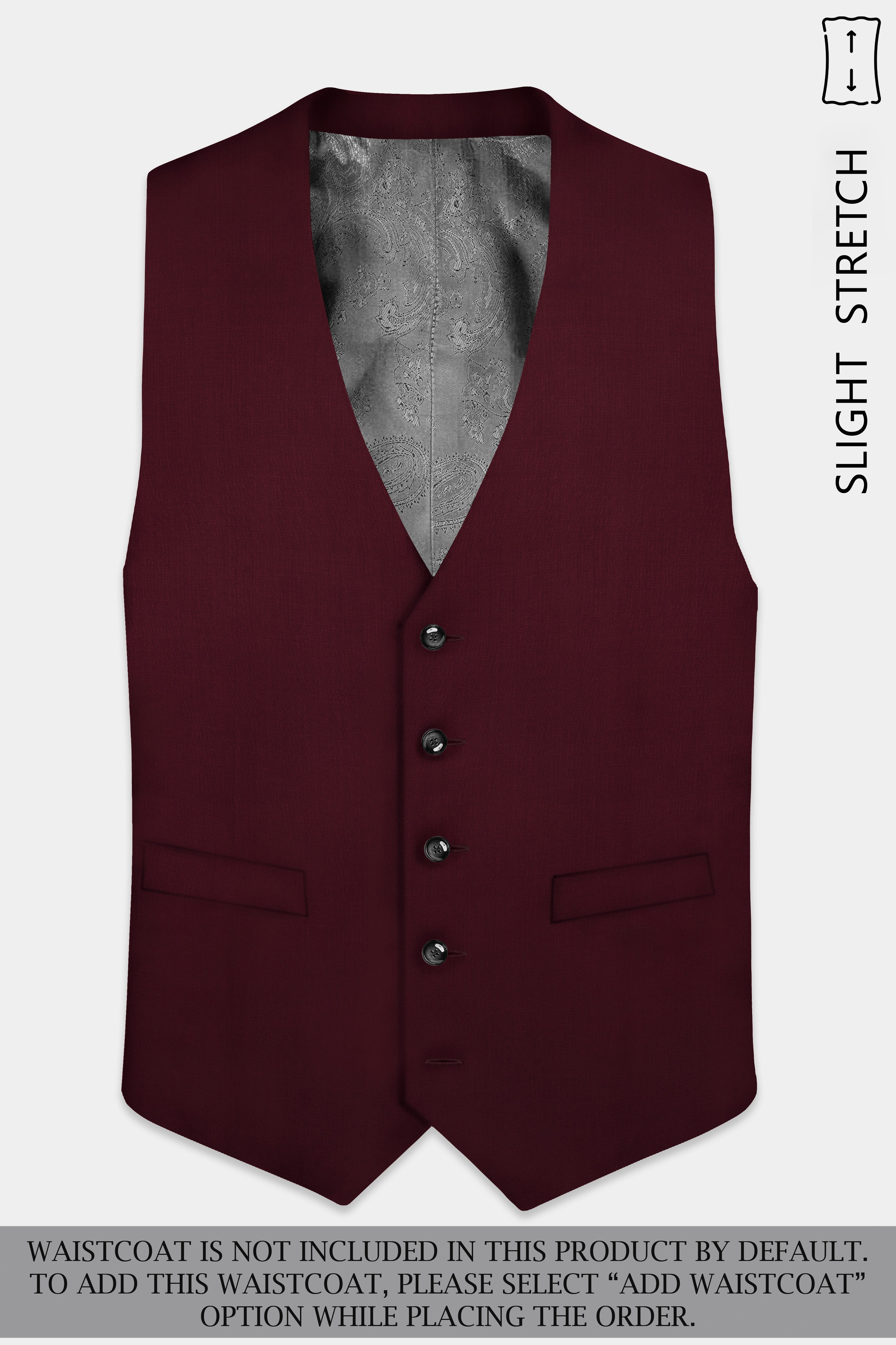 Merlot-Wine Berry Solid Wool Rich Double Breasted Slight Stretch Suit