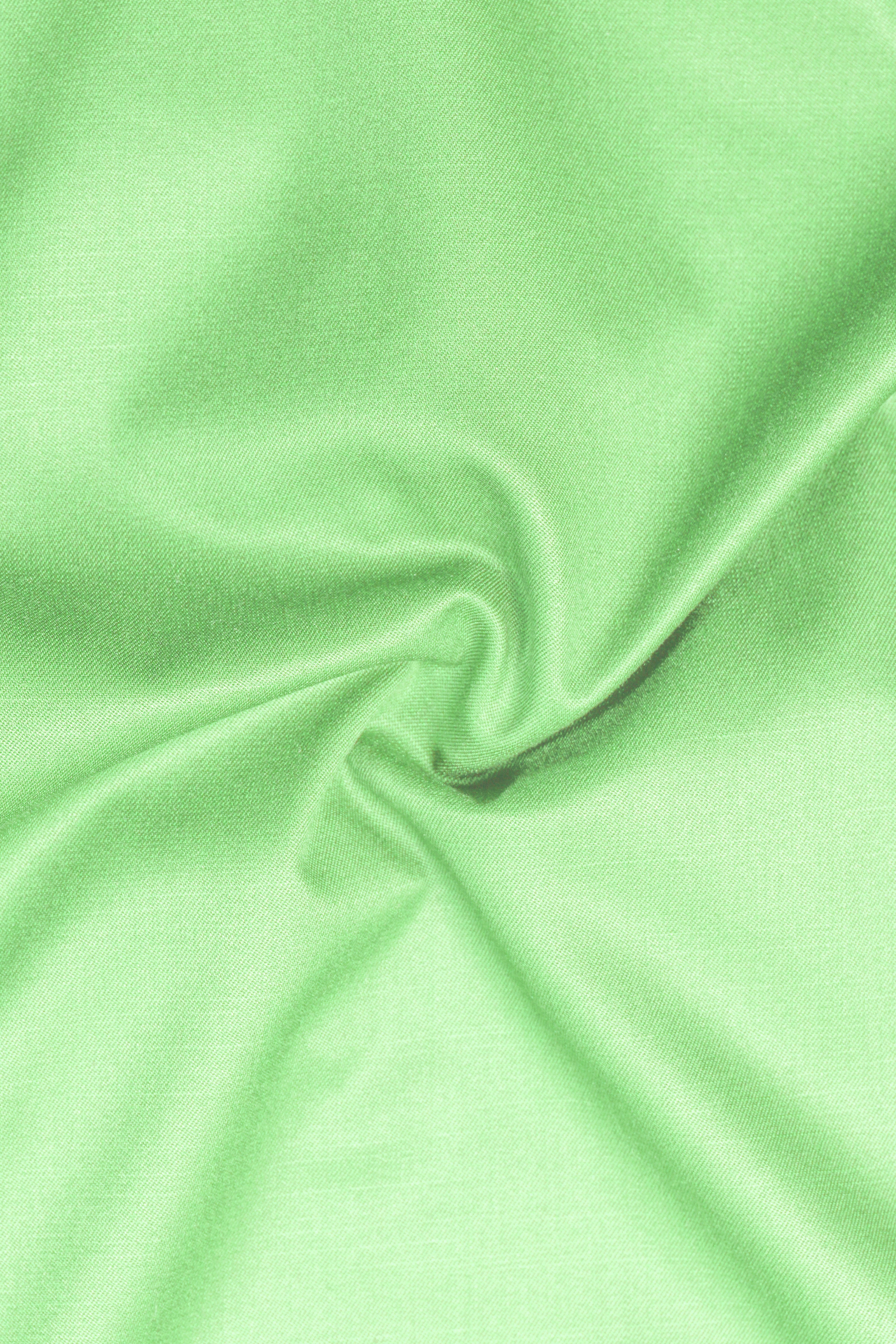 Emerald-Mint Green Solid Wool Rich Peak Lapel Tuxedo Slight Stretch Suit