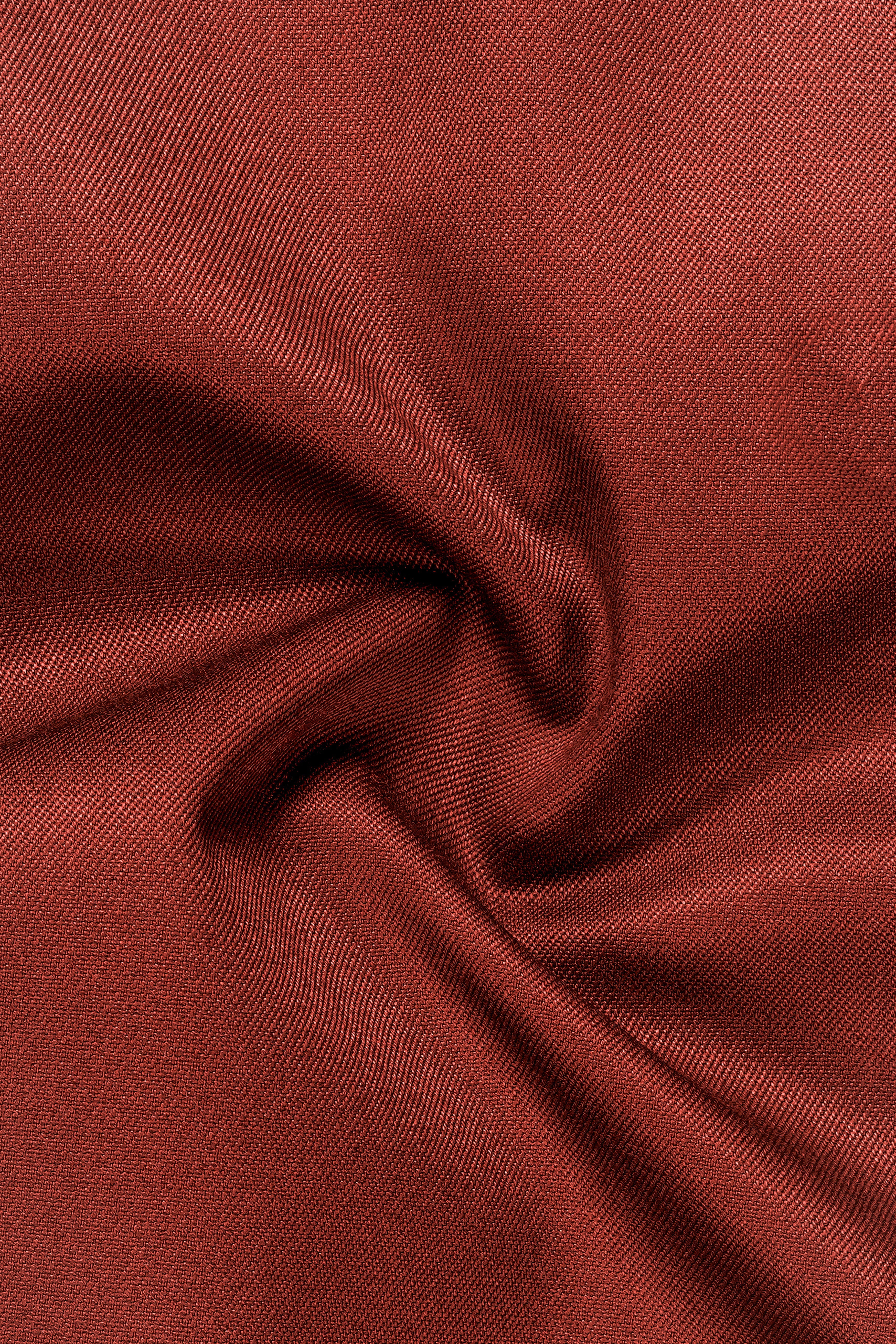 Inferno Rust-Brick Red Solid Wool Rich Peak Lapel Tuxedo Slight Stretch Suit